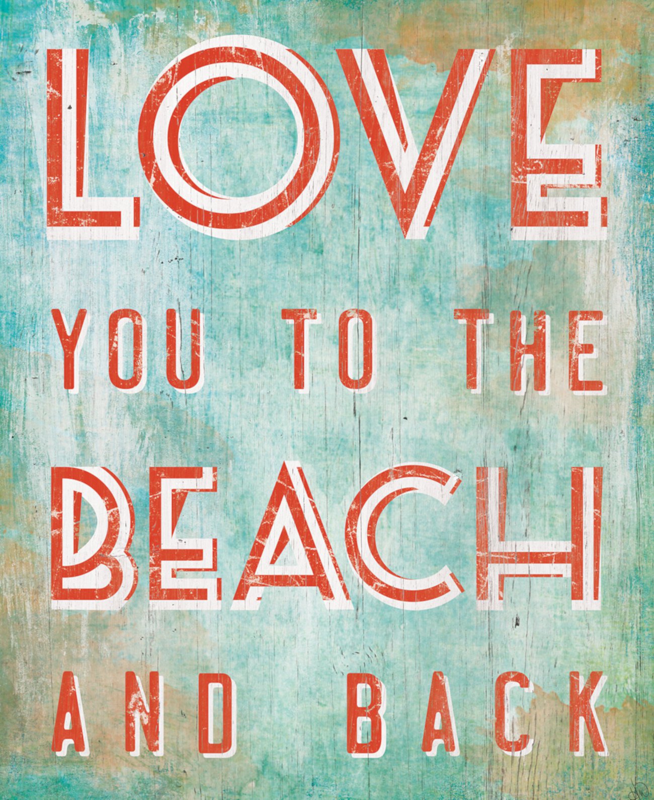 Цитата "Люблю тебя на пляж и обратно" 24 "X 36" Картина на холсте Creative Gallery