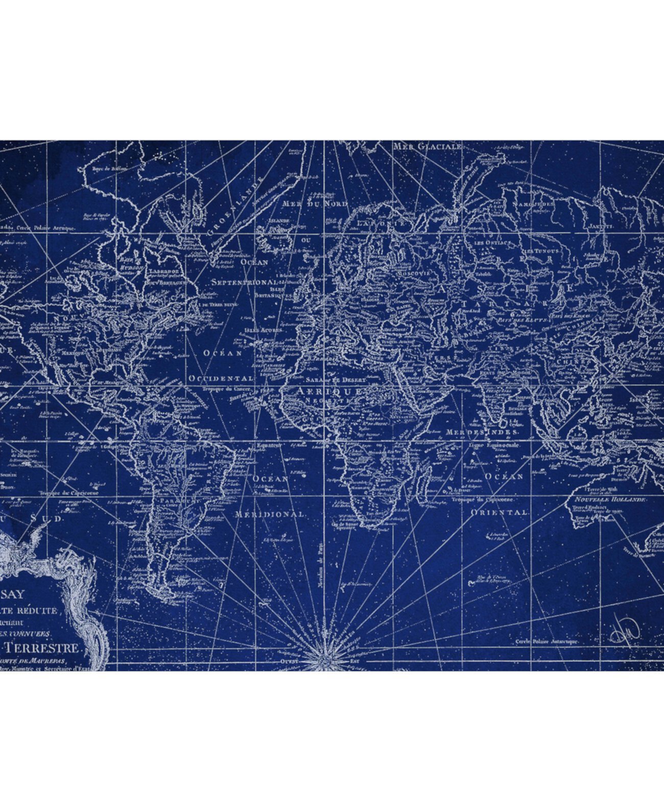 Плоская карта географии мира 20 "X 24" Картина на холсте Creative Gallery