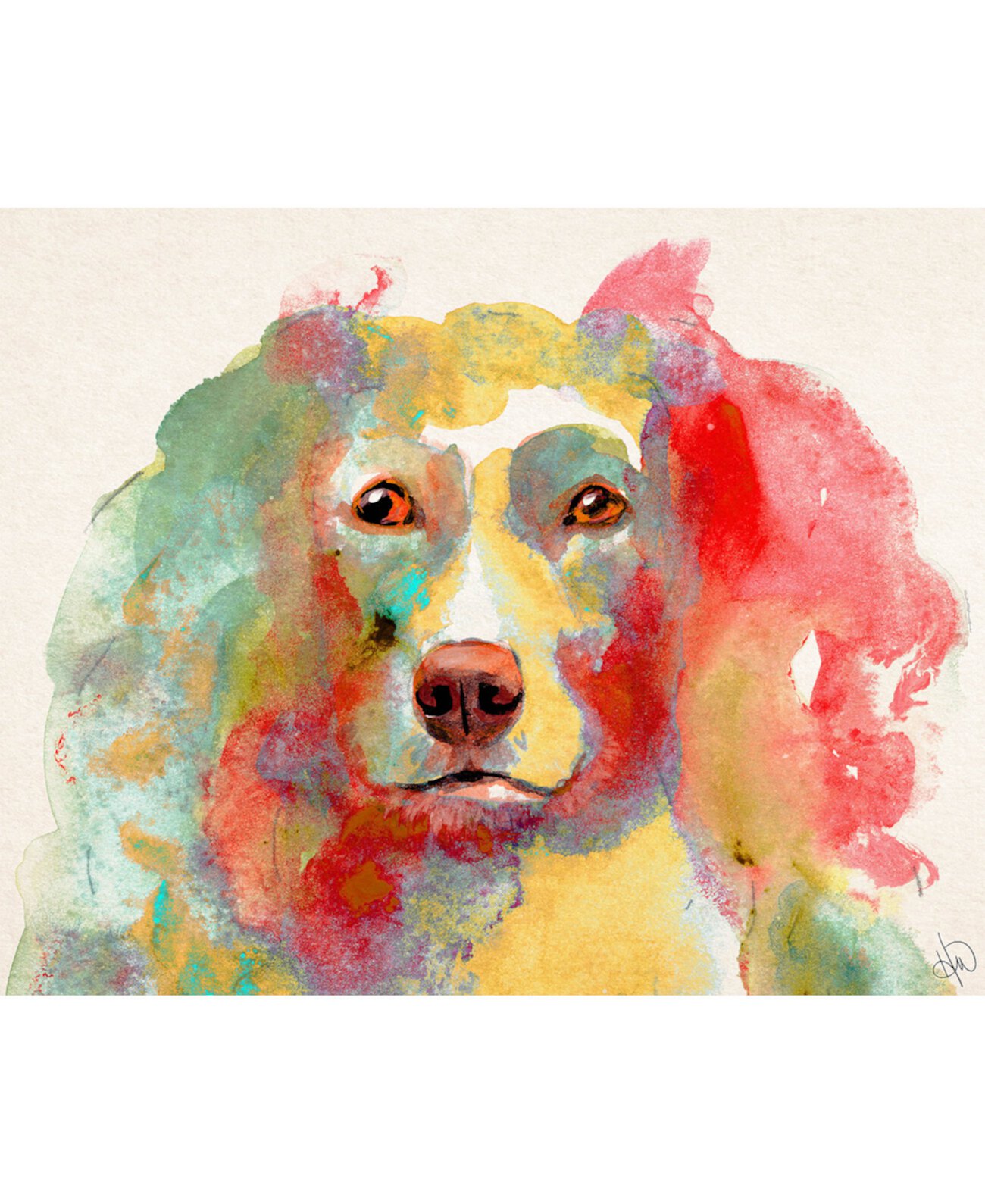 Красочная акварель Либераче собака 16 "x 20" акриловая настенная художественная печать Creative Gallery
