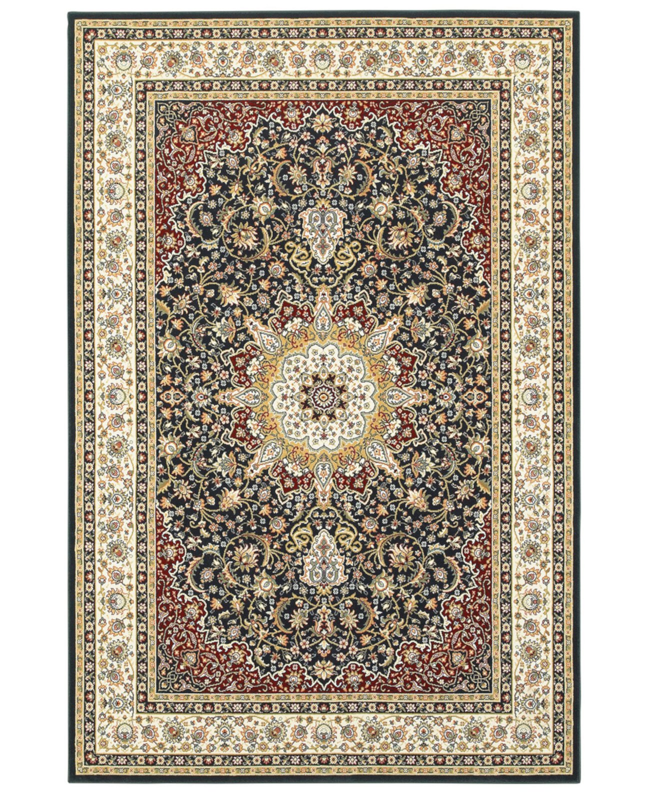 Kashan 119U Темно-синий/Слоновая кость Коврик 3 фута 10 дюймов x 5 футов 5 дюймов Oriental Weavers