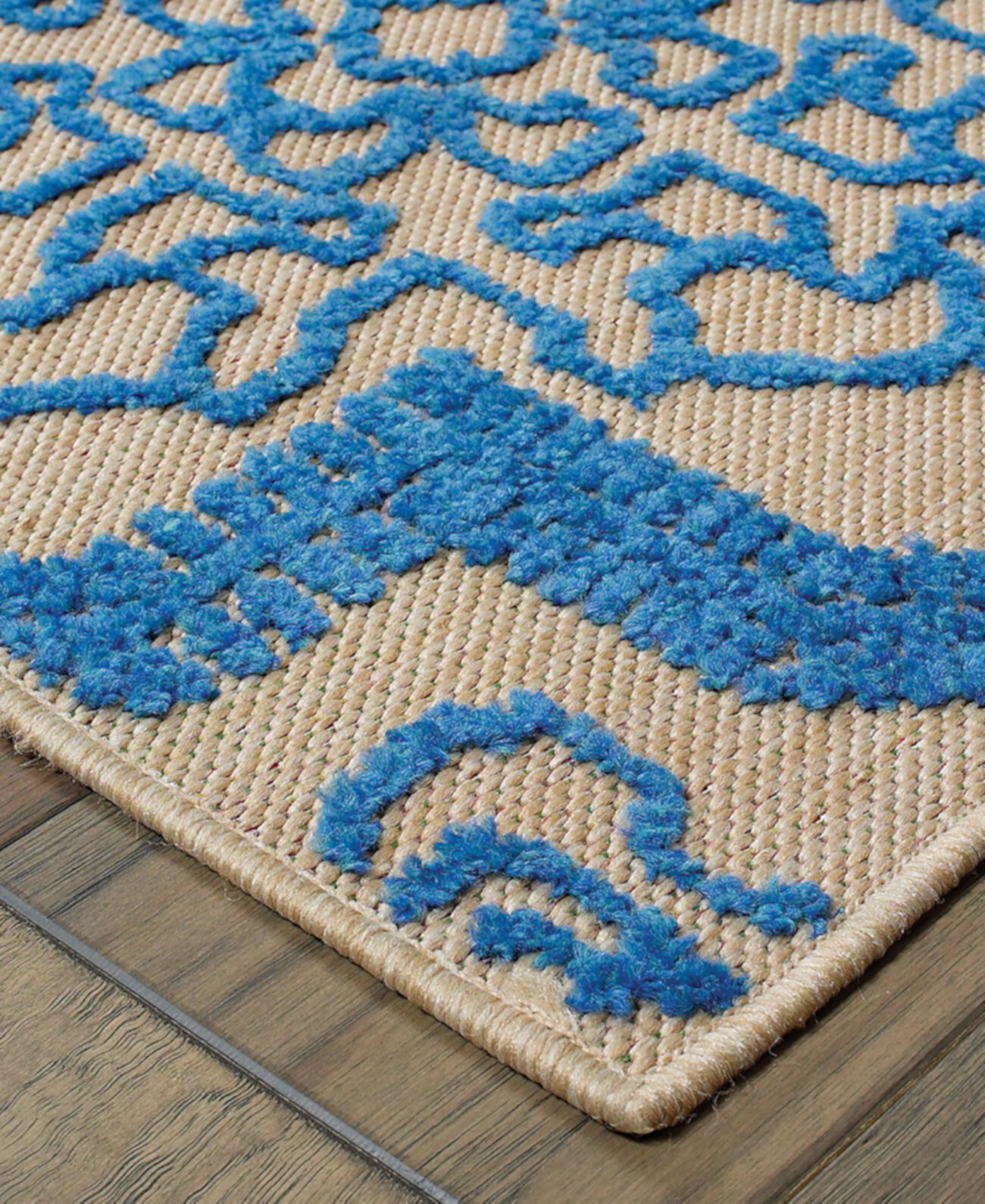 Cayman 2541M Sand/Blue 9'10" x 12'10" Indoor/Outdoor Area Rug Oriental Weavers