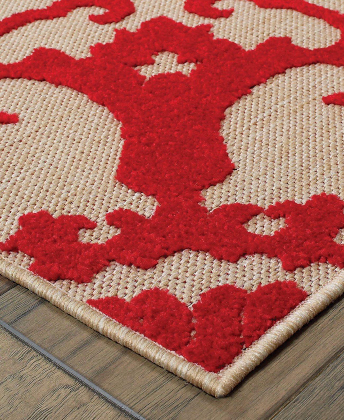 Cayman 097R9 Песочный/красный коврик размером 6 футов 7 x 9 футов 6 дюймов для внутреннего/наружного использования Oriental Weavers