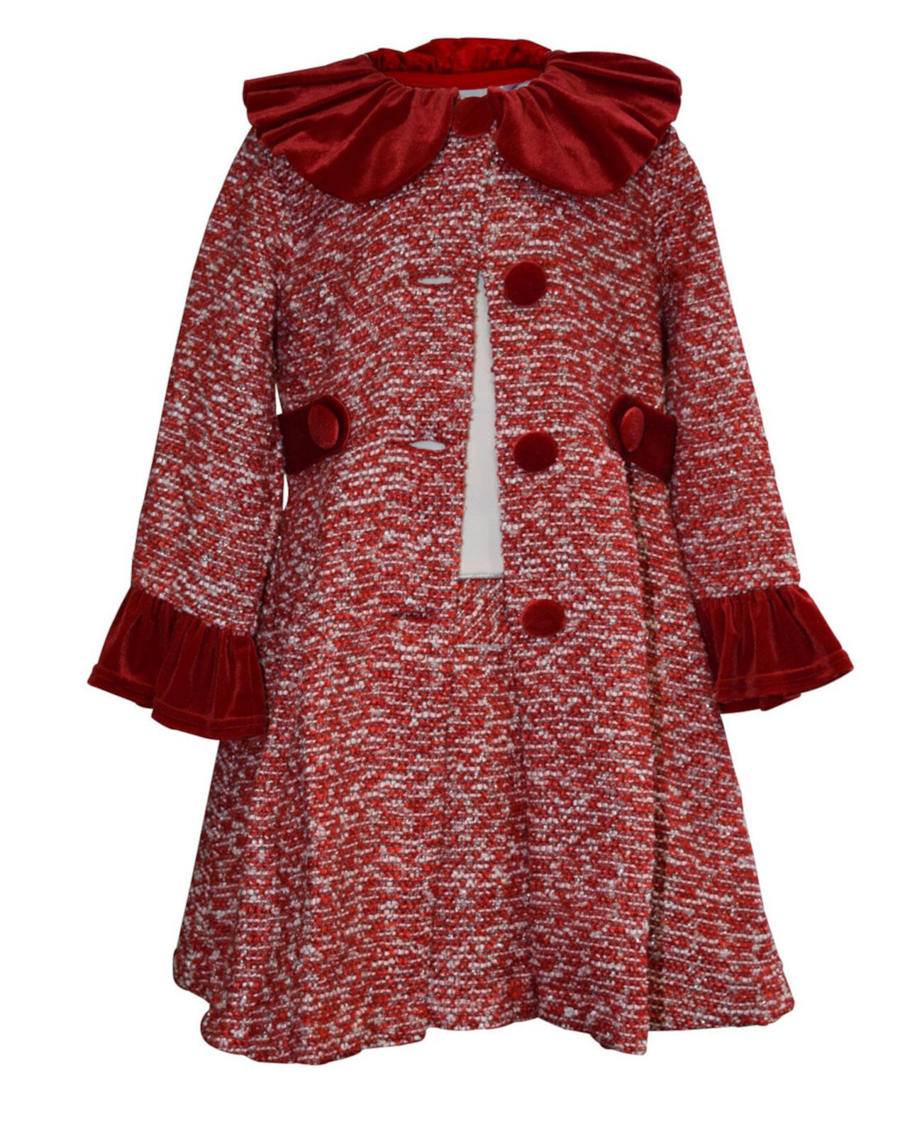 Little Girls Tweed Collared Coat Dress Blueberi Boulevard