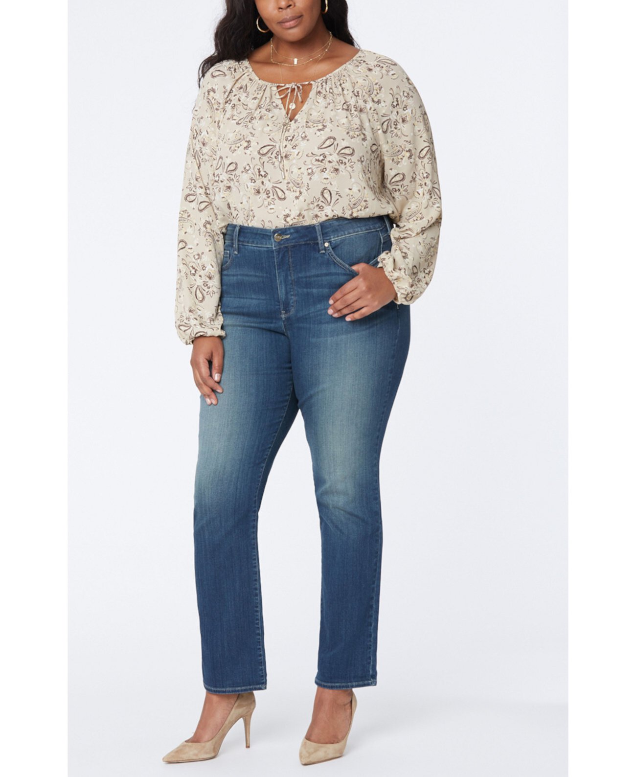 Прямые эластичные джинсы Marilyn Plus размера Sure Stretch NYDJ