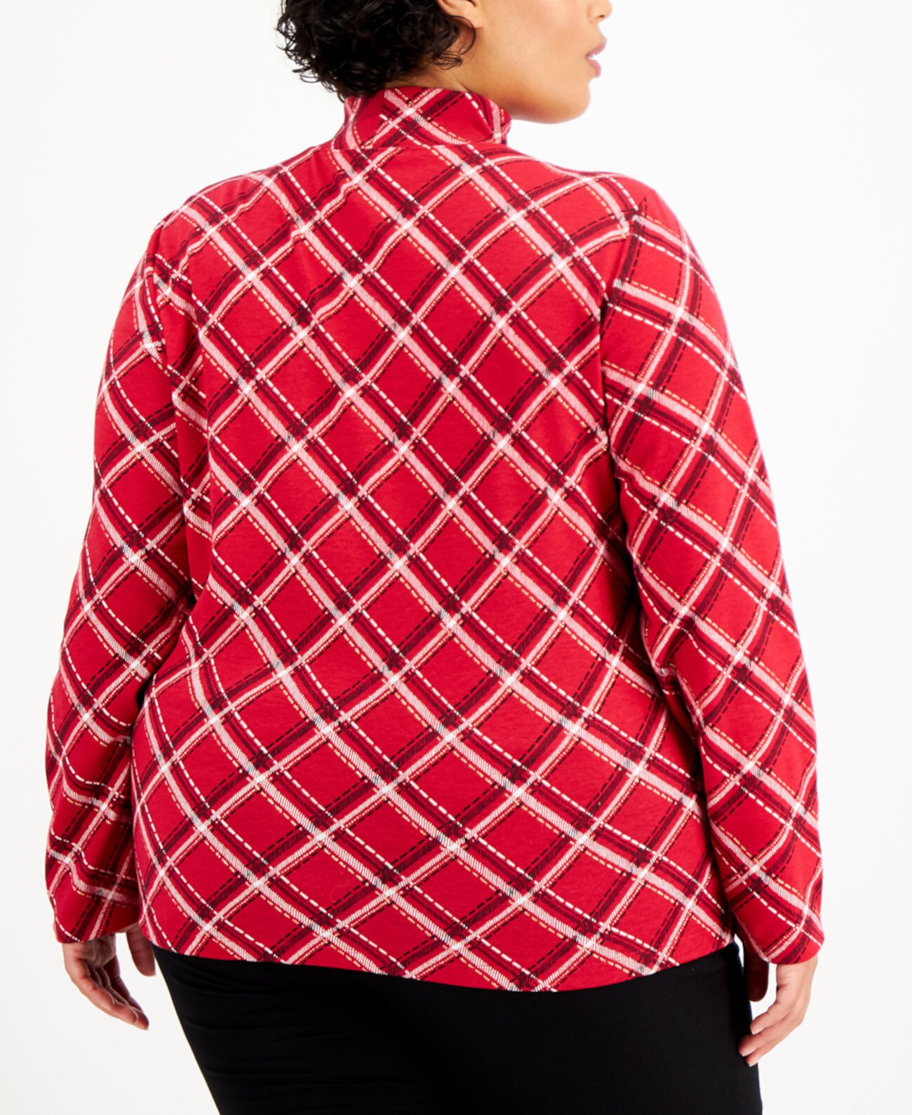 Plus Size Plaid Mock-Neck Top, Created for Macy's Karen Scott
