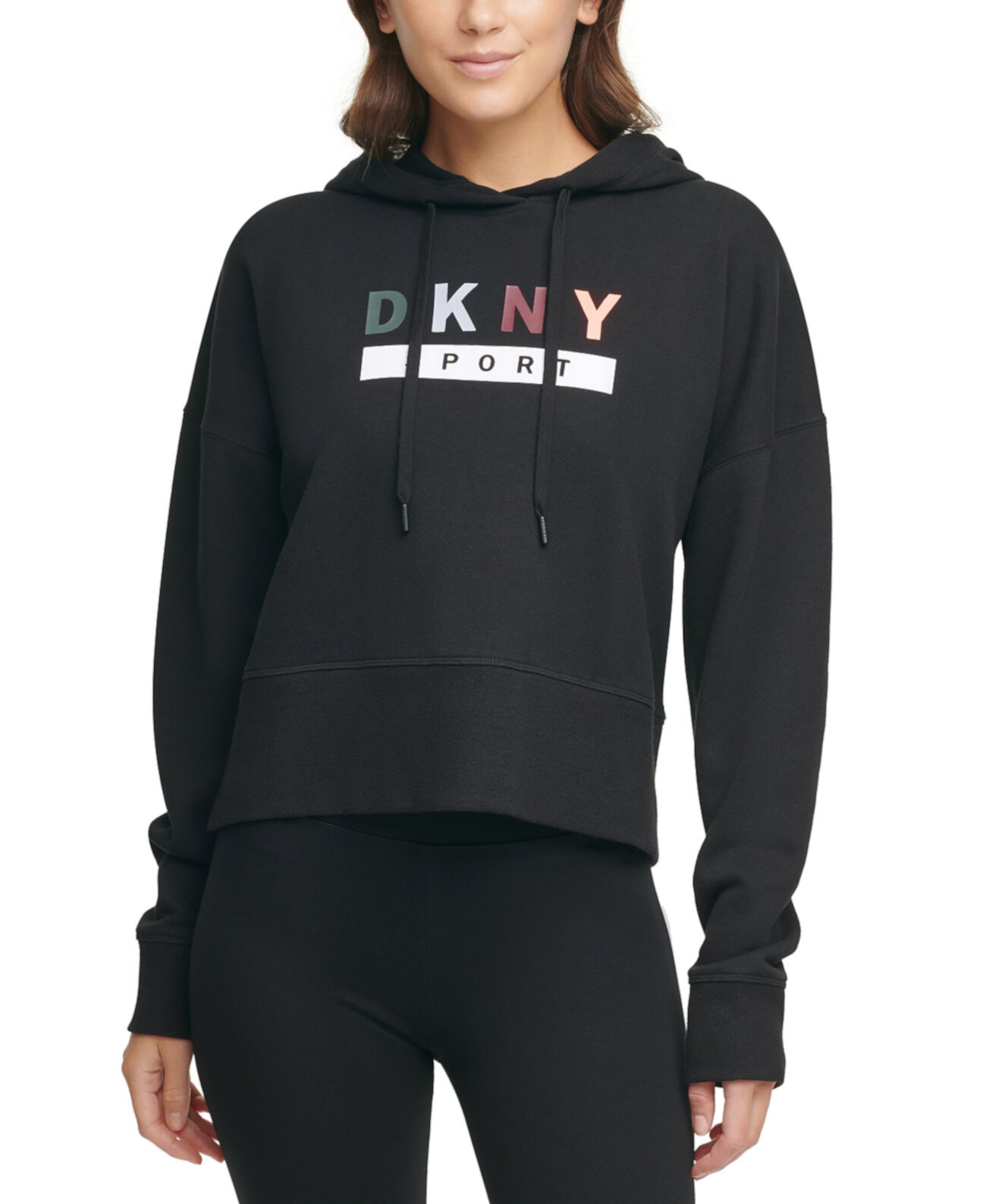Sport Cotton Logo Cropped Hoodie DKNY