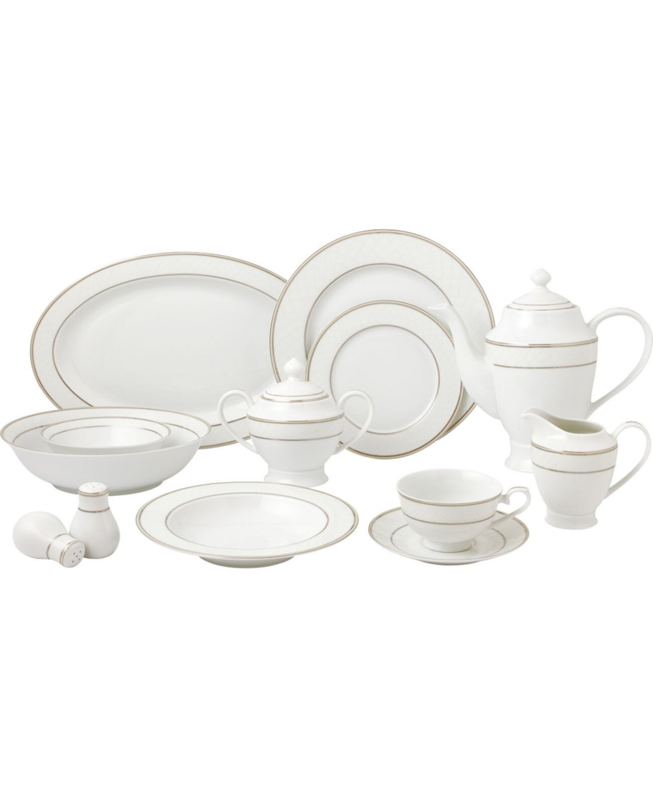 Новый набор столовой посуды Bone China, 57 предметов, сервиз на 8 человек Lorpen