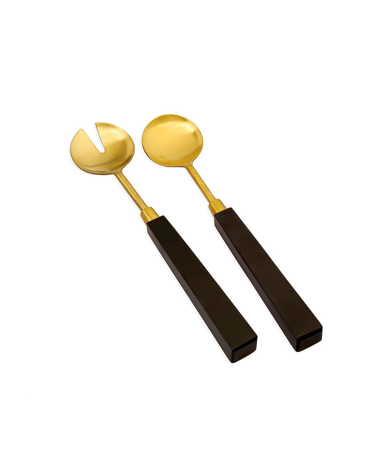 Набор из 2 сервировок для салатов золотистого цвета с ручками из черного камня Classic Touch