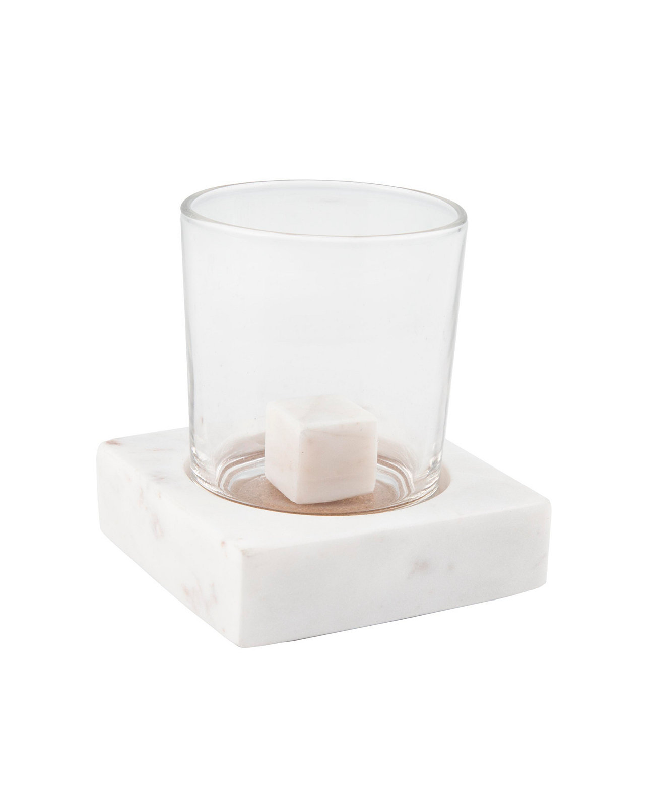 White Marble Beverage Chiller w/Glass and Whiskey Stone THIRSTYSTONE