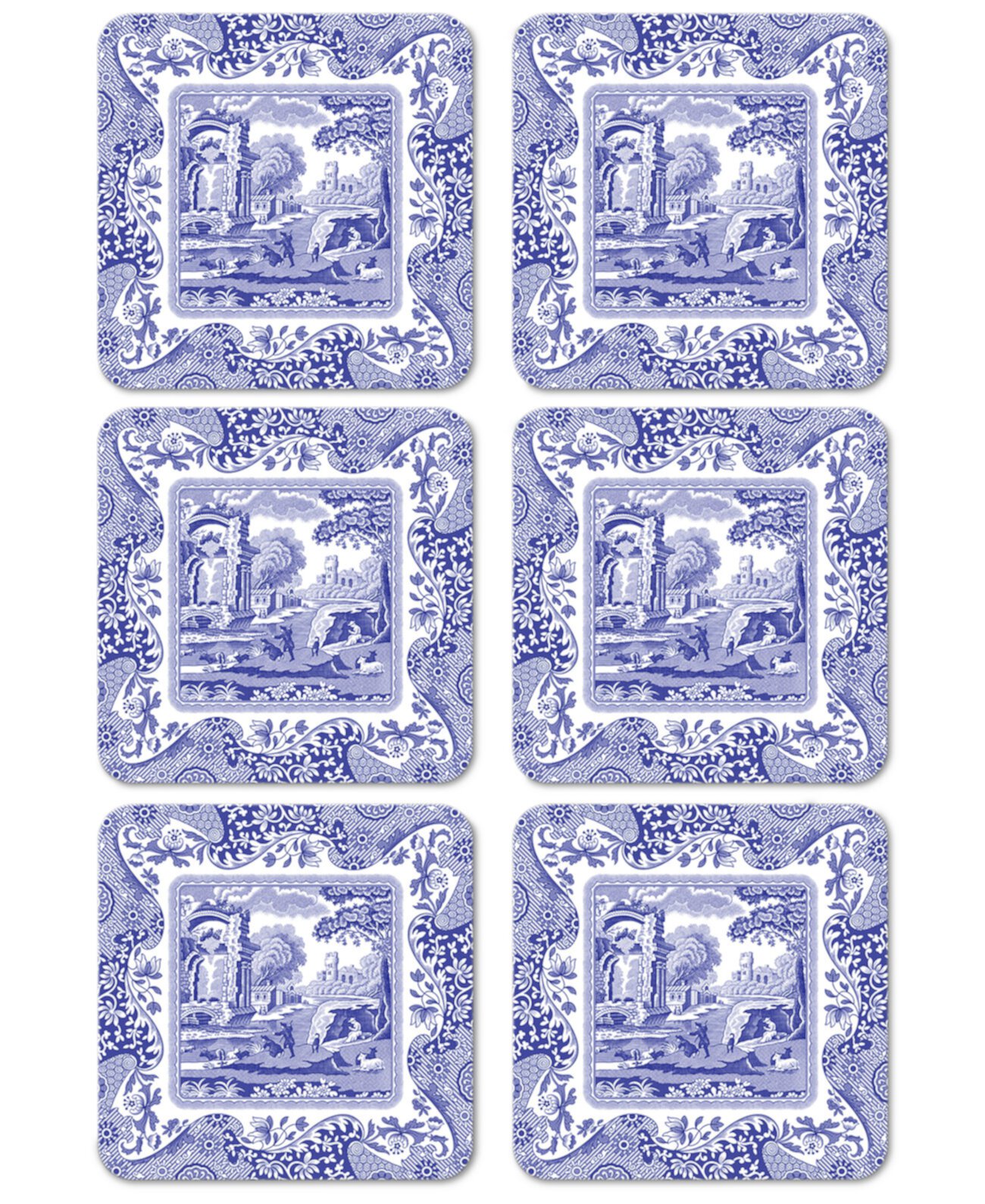 Подставки, набор из 6 синих итальянских Spode