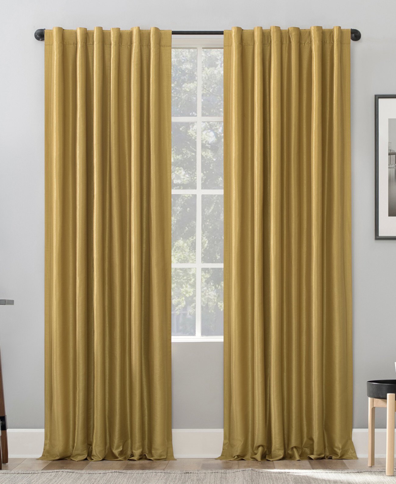 Отзывы фото шторы Заказать Шторы Evelina Back Tab Curtain Panel, 50" x 63" Sun Zero, цвет - золото