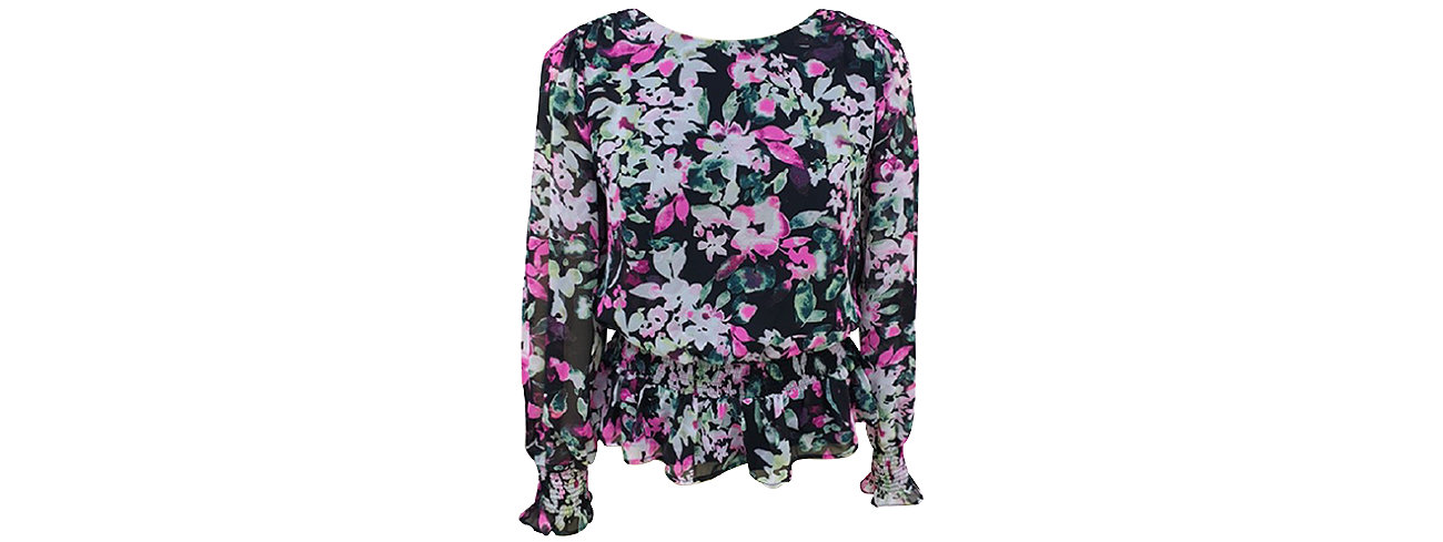 Smocked Floral-Print Blouse, Created for Macy's Bar III