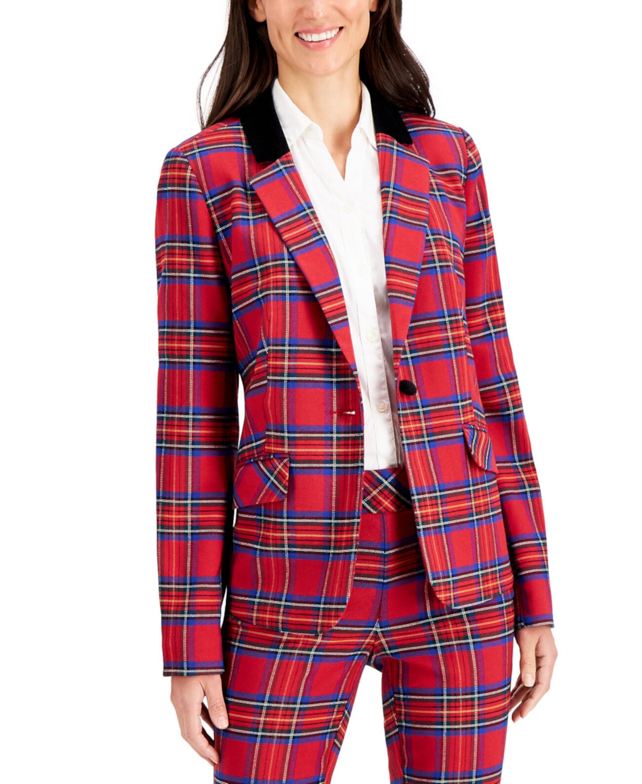Plaid One-Button Blazer, Created for Macy's Charter Club