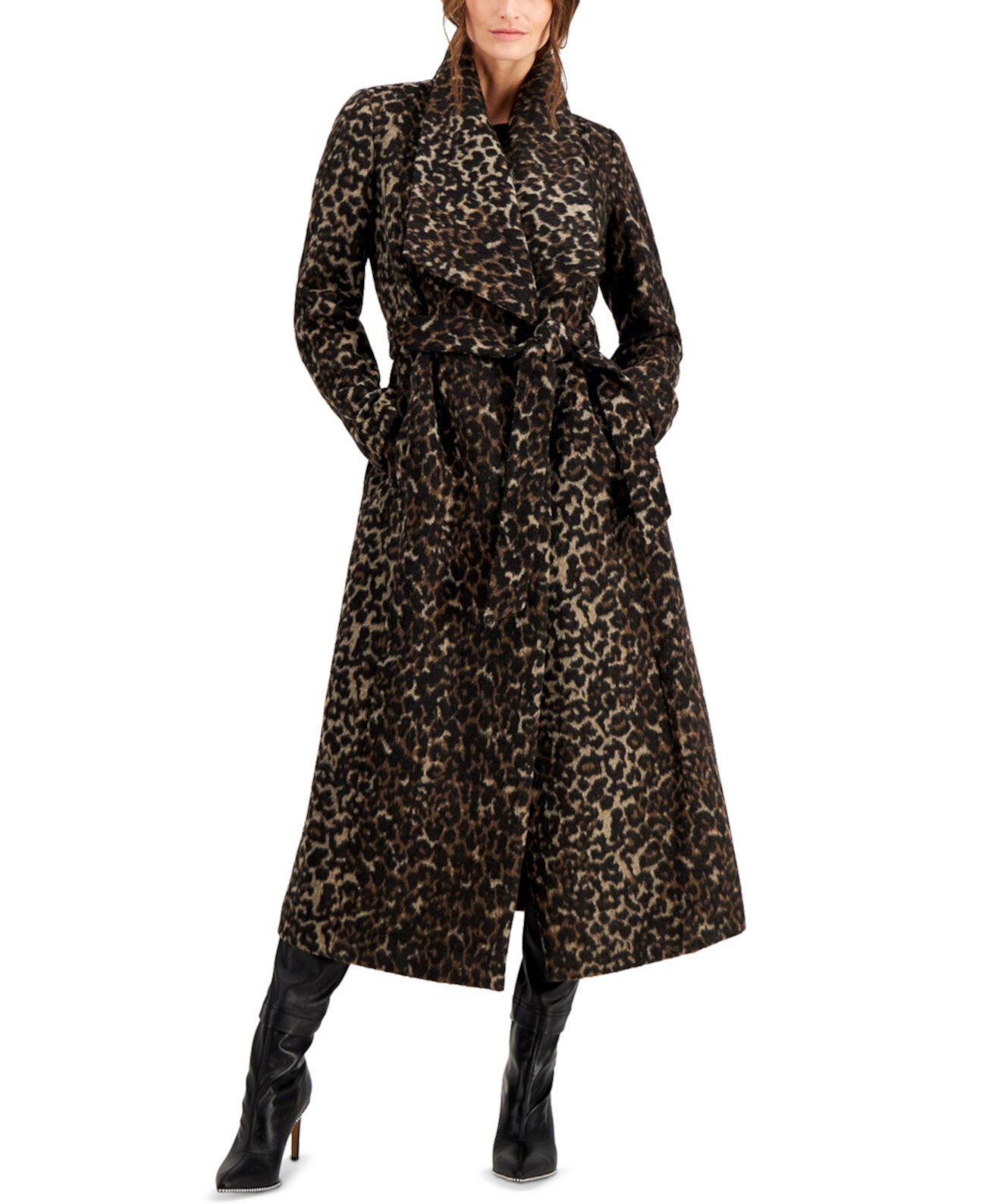 Leopard-Print Maxi Wrap Coat Cole Haan
