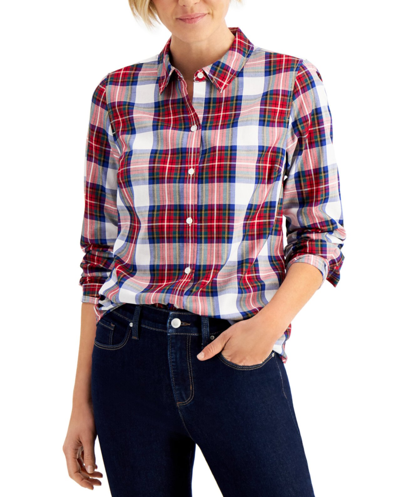 Хлопковая клетчатая рубашка, созданная для Macy's Charter Club