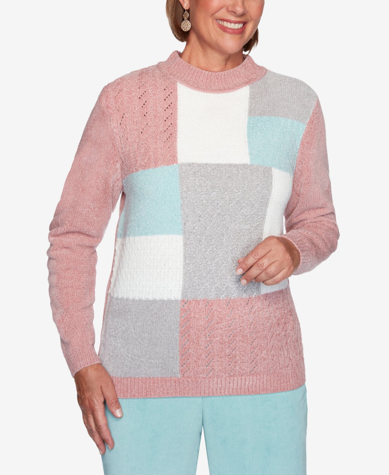 Женский свитер больших размеров St. Moritz из синели с цветными блоками Alfred Dunner