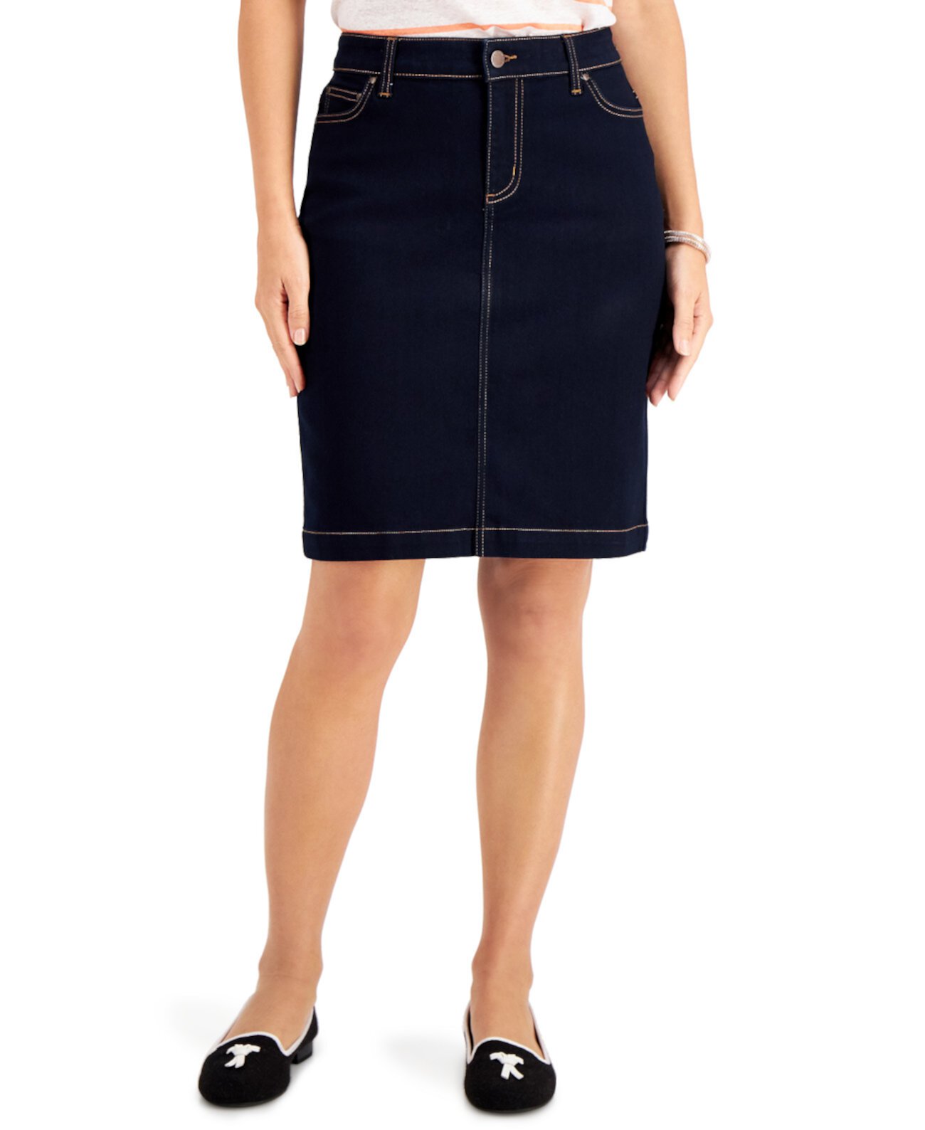 Denim Tummy-Control Skirt, Created for Macy's Charter Club