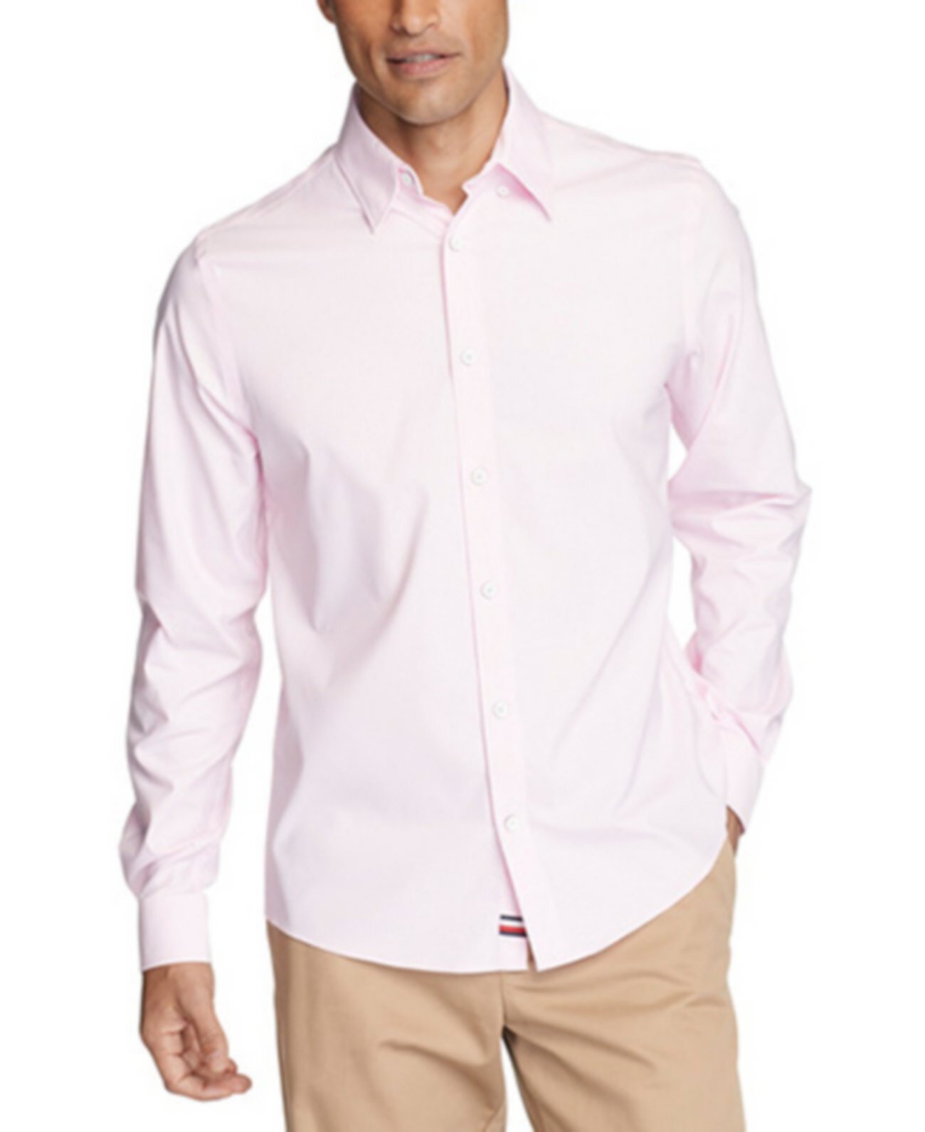Мужская повседневная приталенная классическая рубашка из эластичного стрейч без вытачивания Tommy Hilfiger