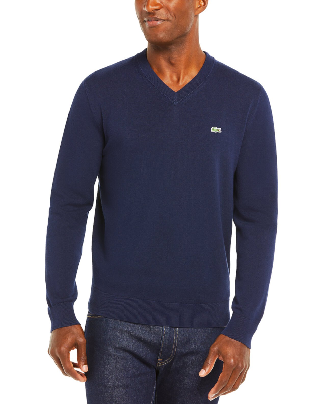 Хлопковый мужской свитер с V-образным вырезом Lacoste