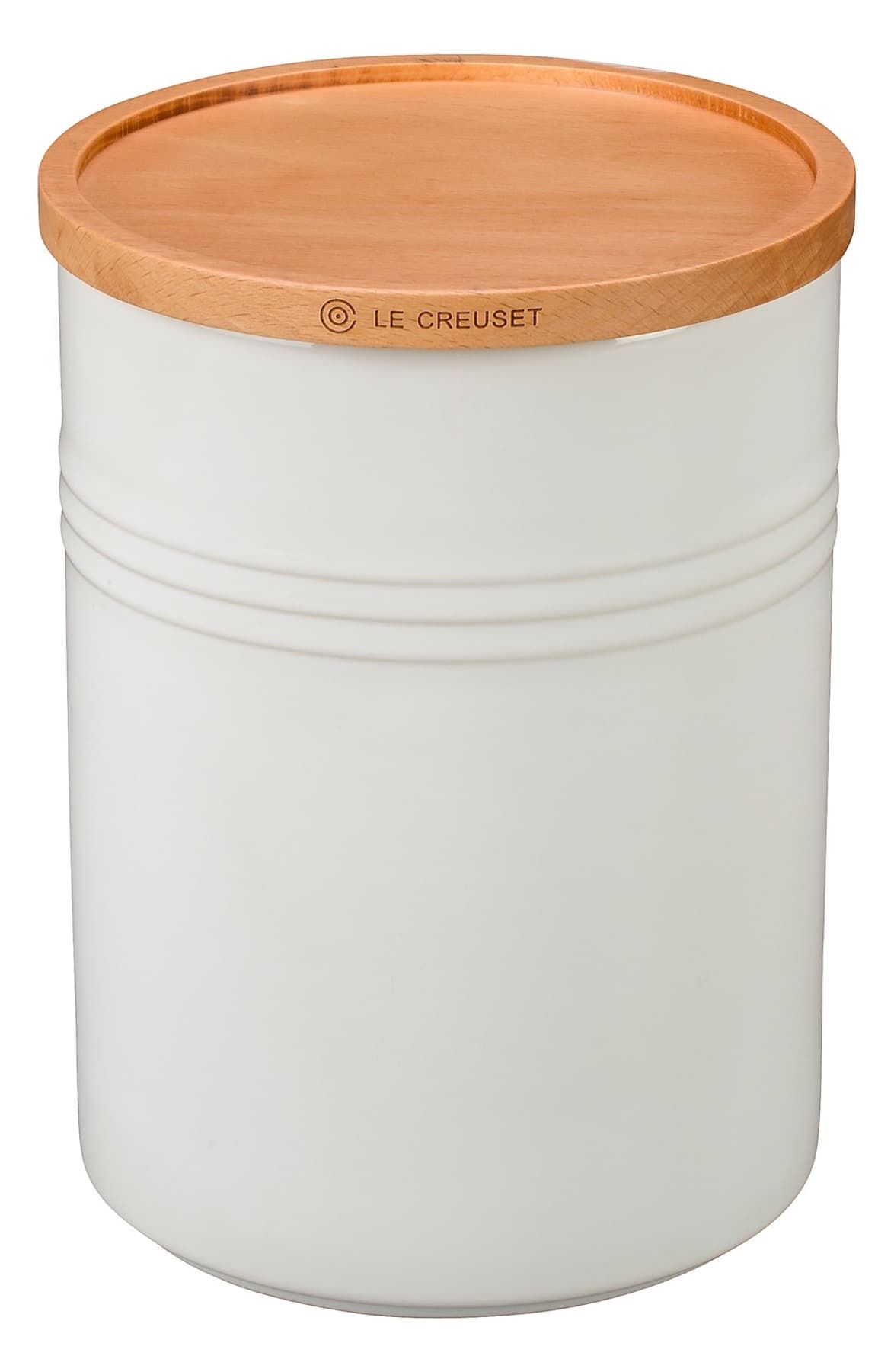 Glazed 22 Ounce Stoneware Storage Canister with Wooden Lid Le Creuset