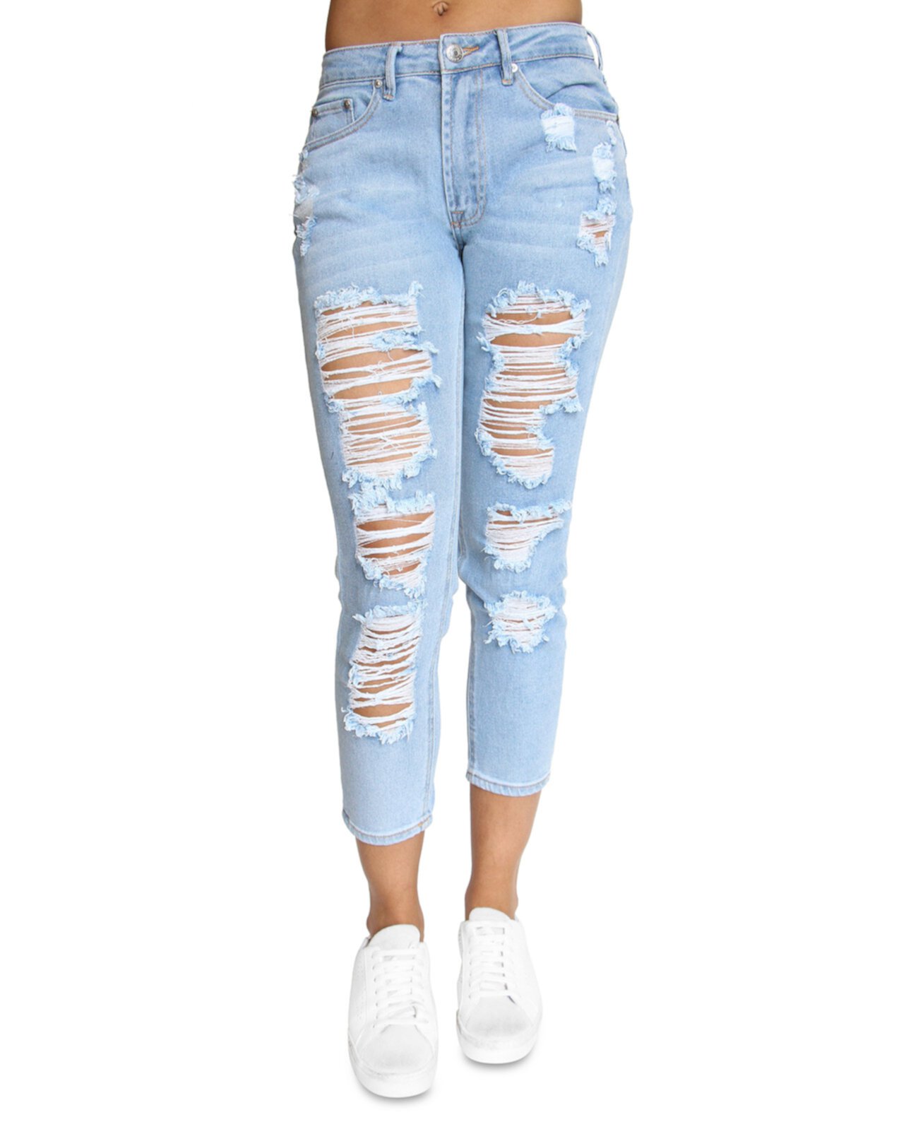 Juniors' Destructed High-Rise Mom Jeans Almost Famous