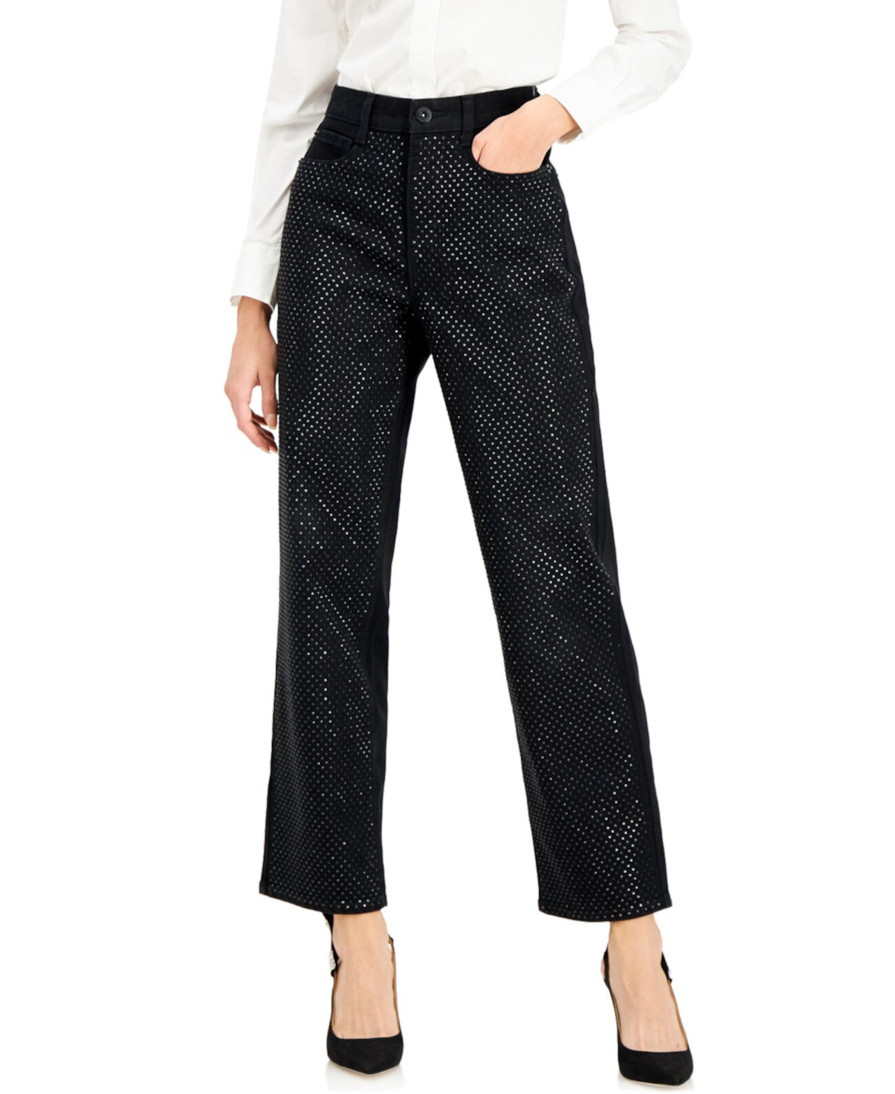 INC High-Rise Embellished Straight-Leg Jeans, Created for Macy's INC International Concepts