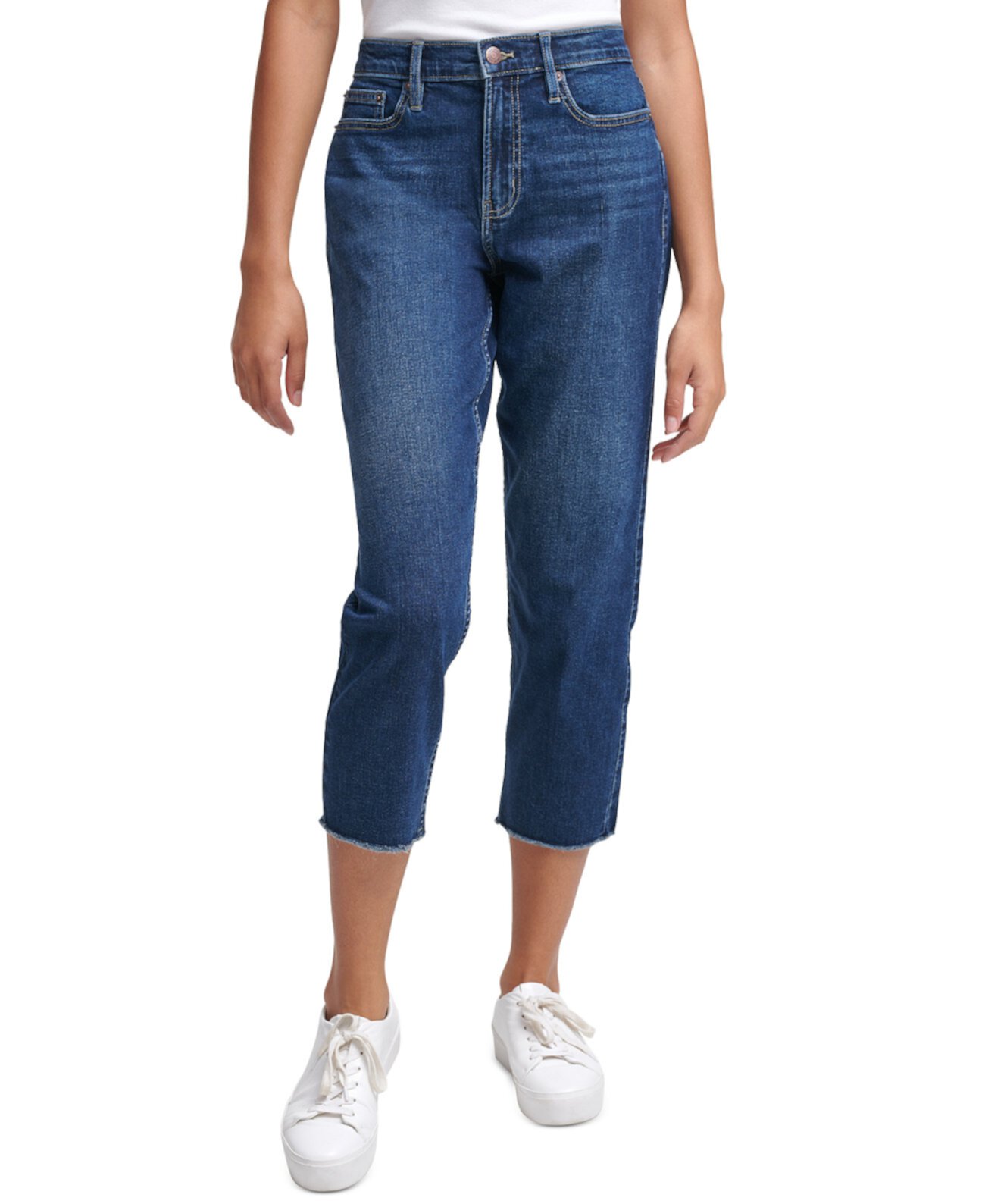 Укороченные прямые джинсы с высокой посадкой Calvin Klein