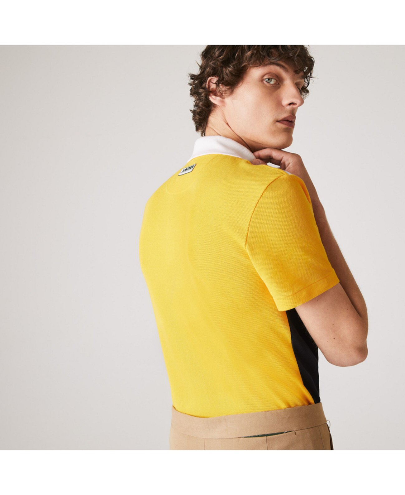 Мужская футболка-поло из пике стандартного кроя с цветными блоками Lacoste