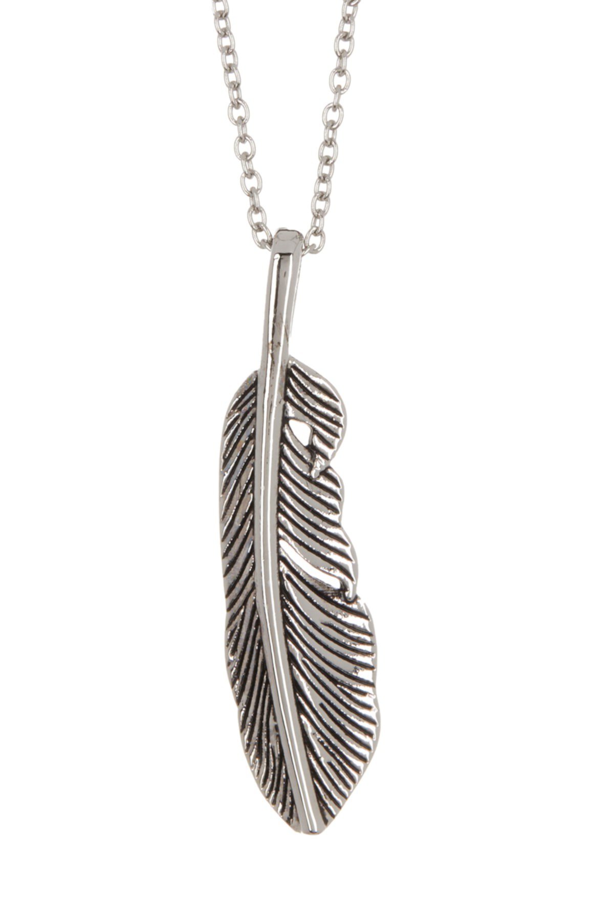 Antiqued Feather Pendant Necklace Link Up