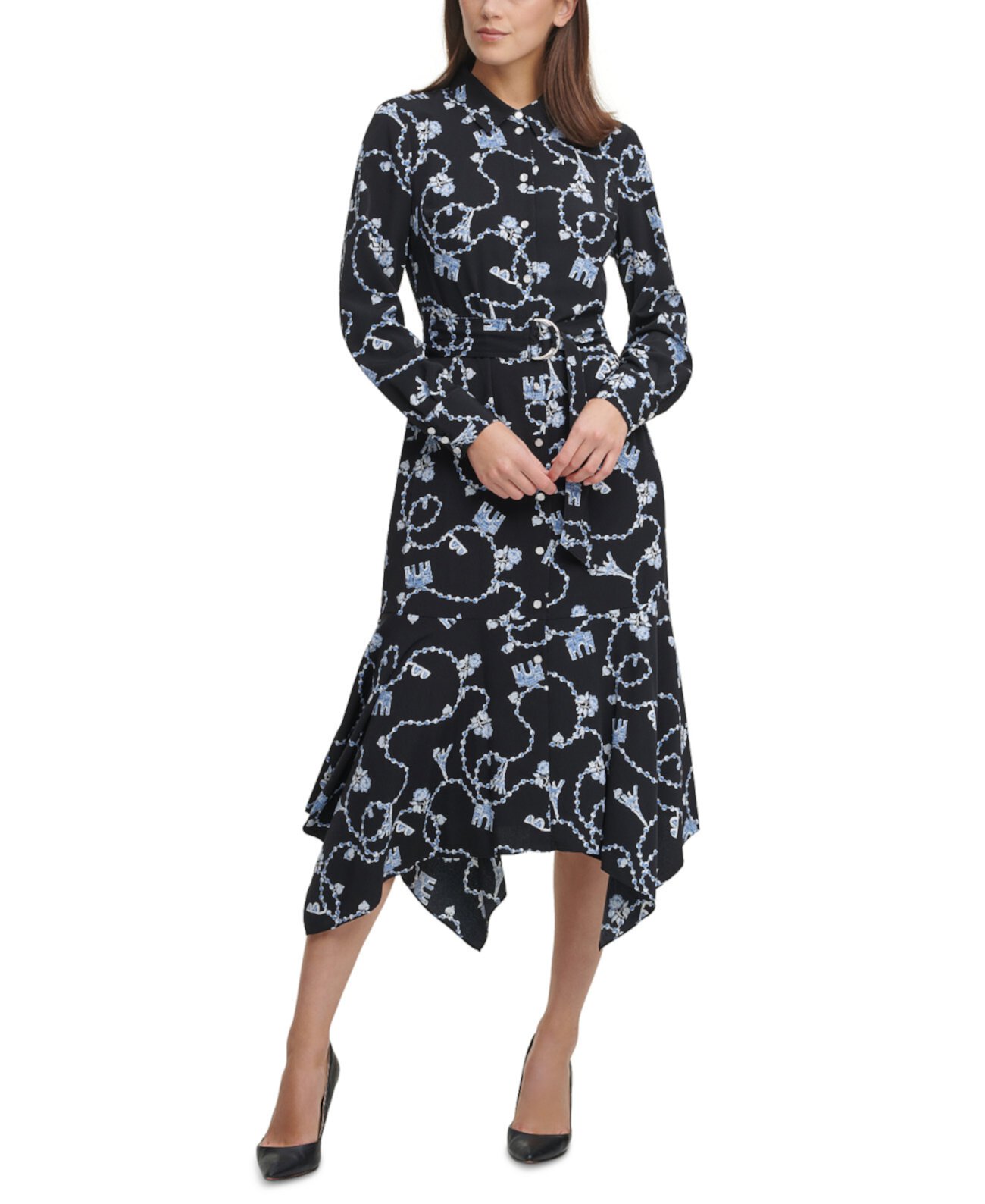 Платье-рубашка с платком и подолом Karl Lagerfeld Paris