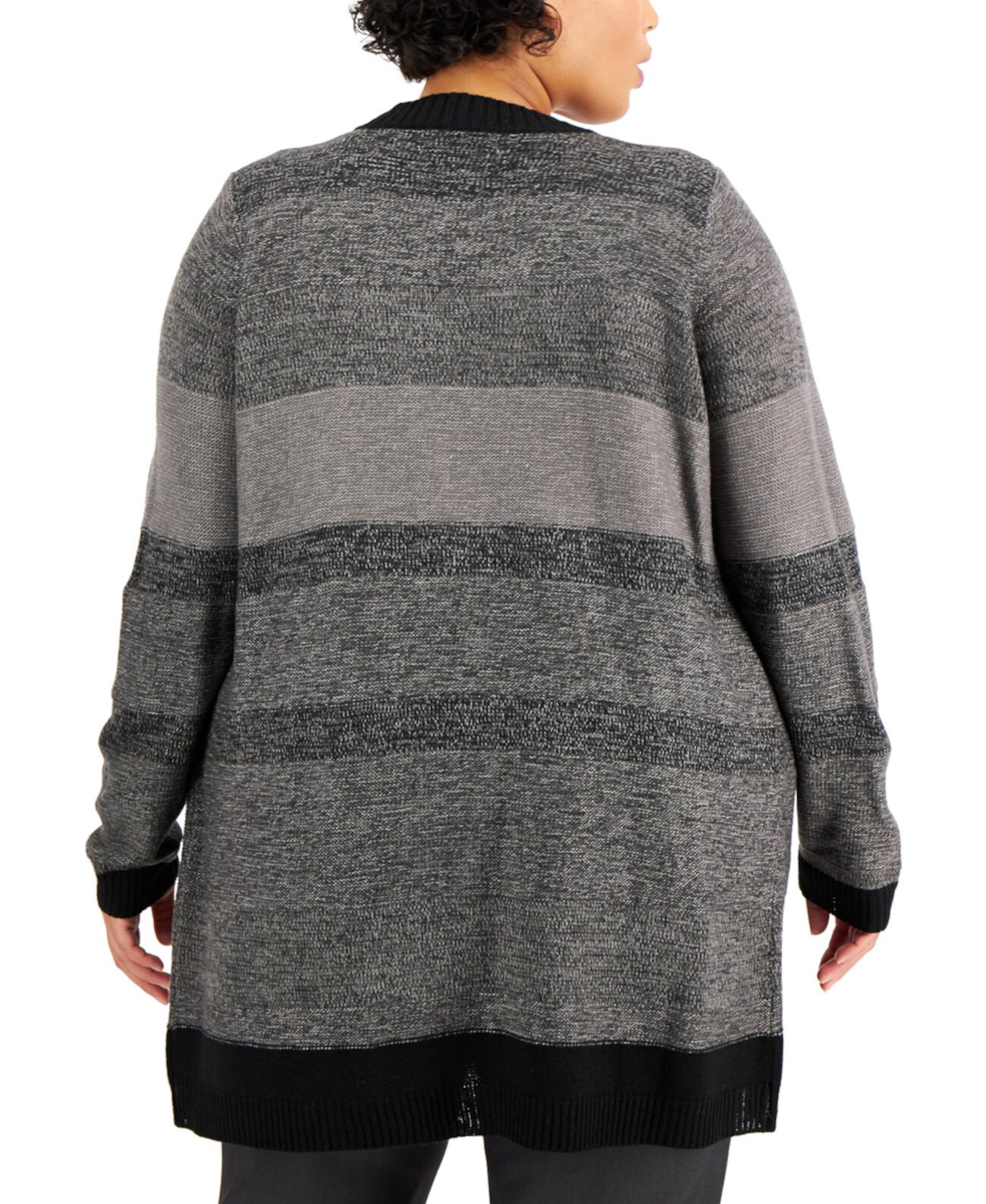 Plus Size Textured Open-Front Cardigan, Created for Macy's Karen Scott