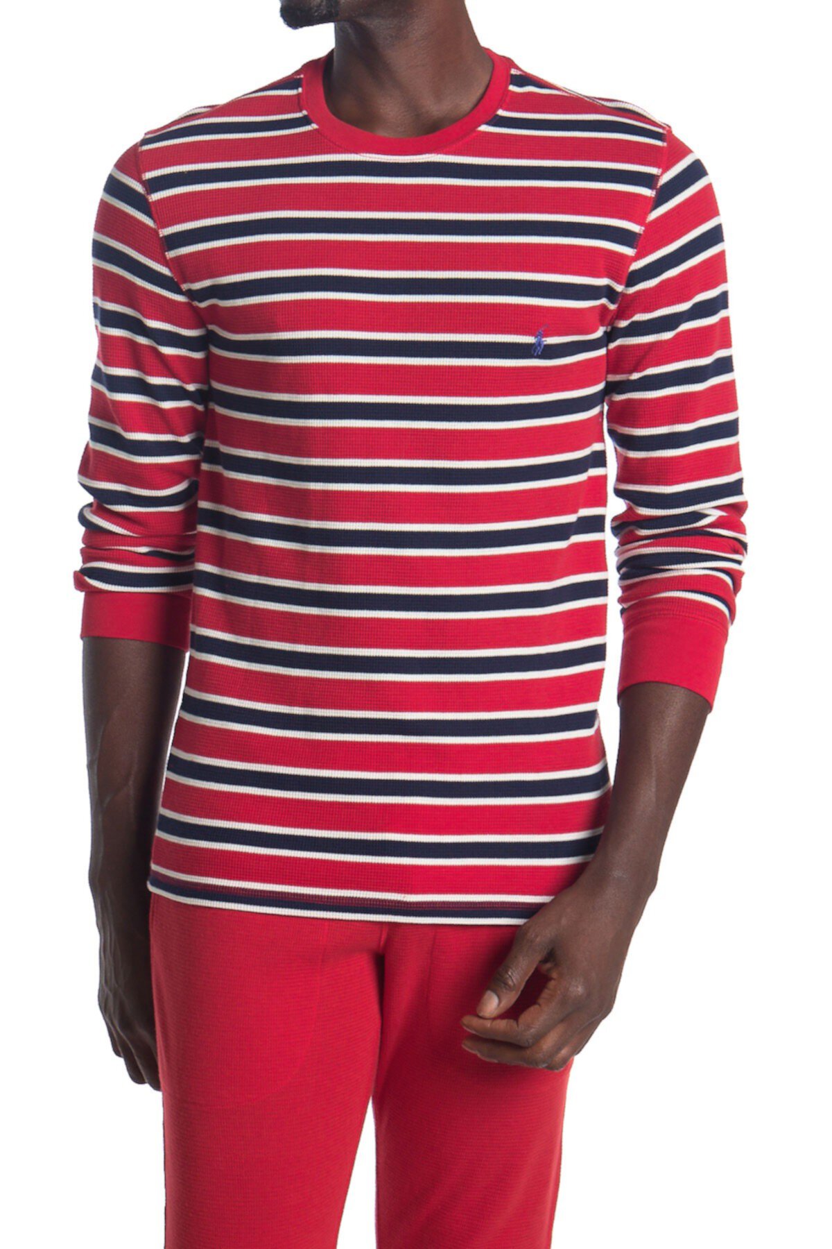 Waffle Knit Stripe Sweater Polo