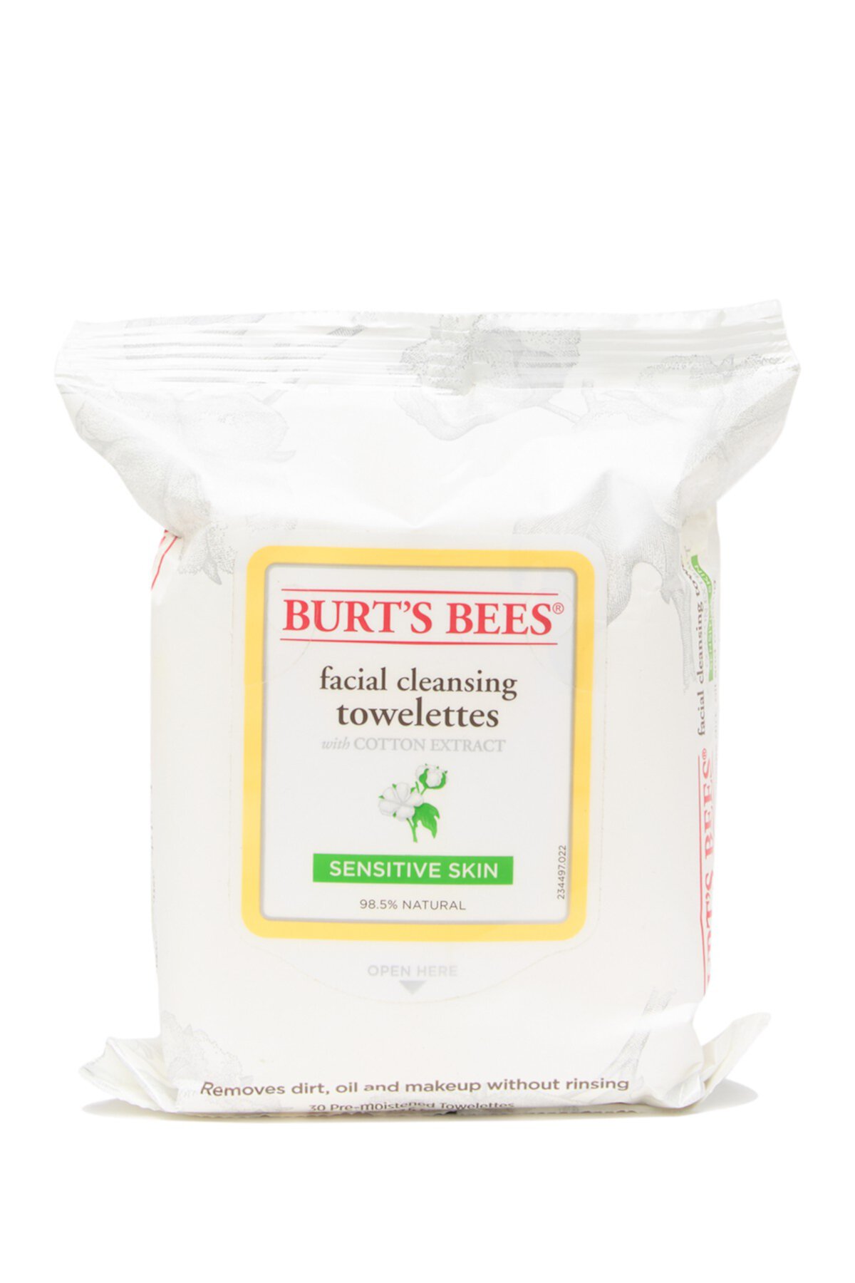 Салфетки очищающие для чувствительной кожи с экстрактом хлопка BURT'S BEES