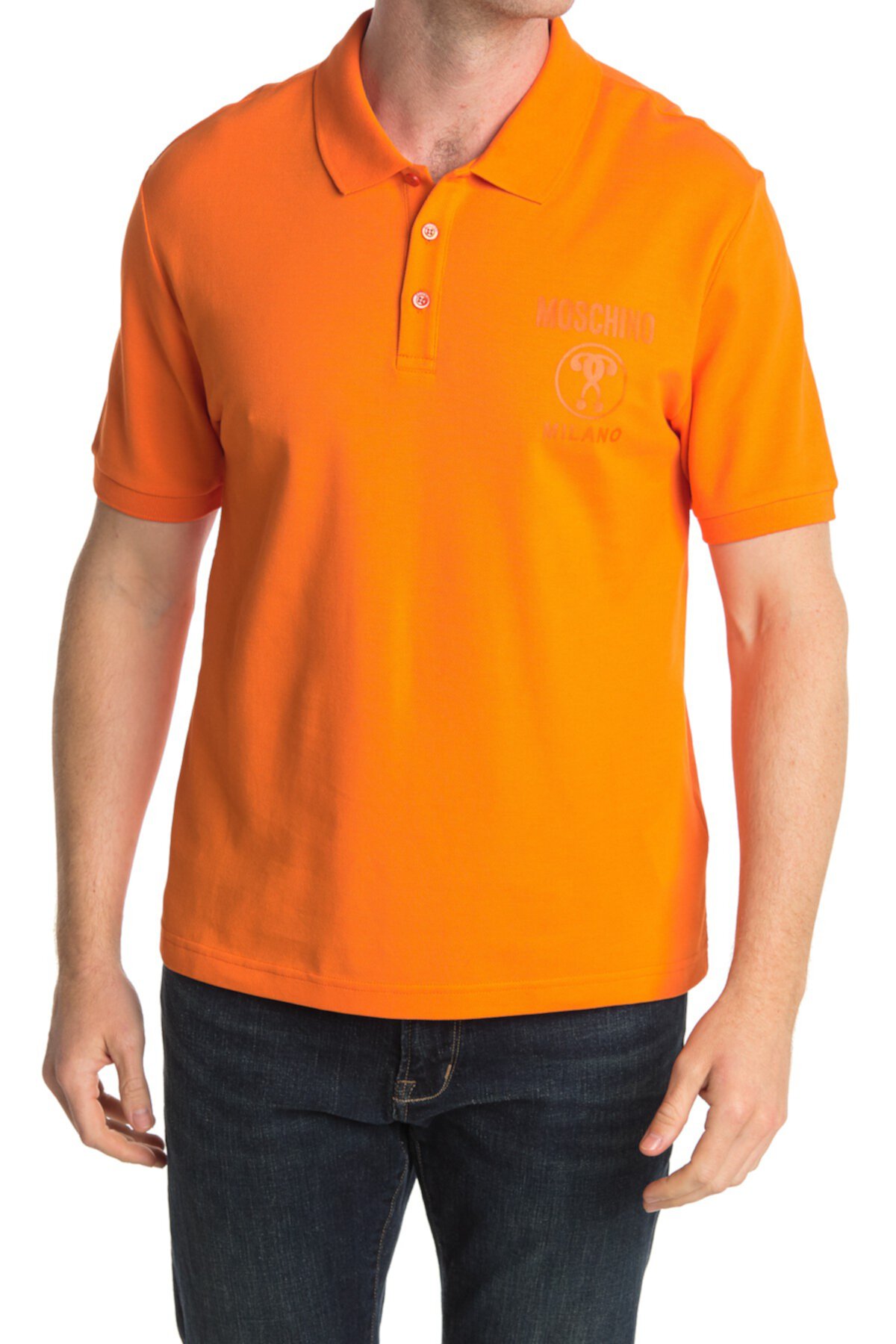 Трикотажная рубашка-поло с нашивкой-логотипом Moschino