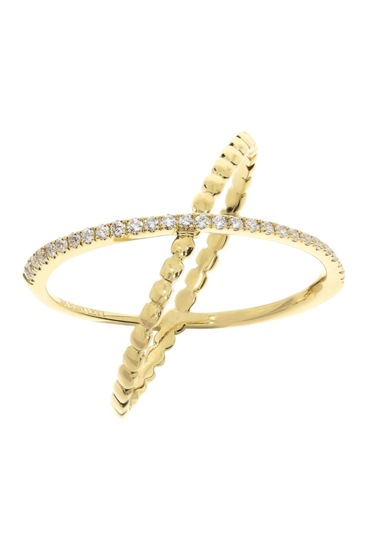 Кроссовер кольцо из желтого золота с бриллиантом 18 карат - 0,14 карата Bony Levy