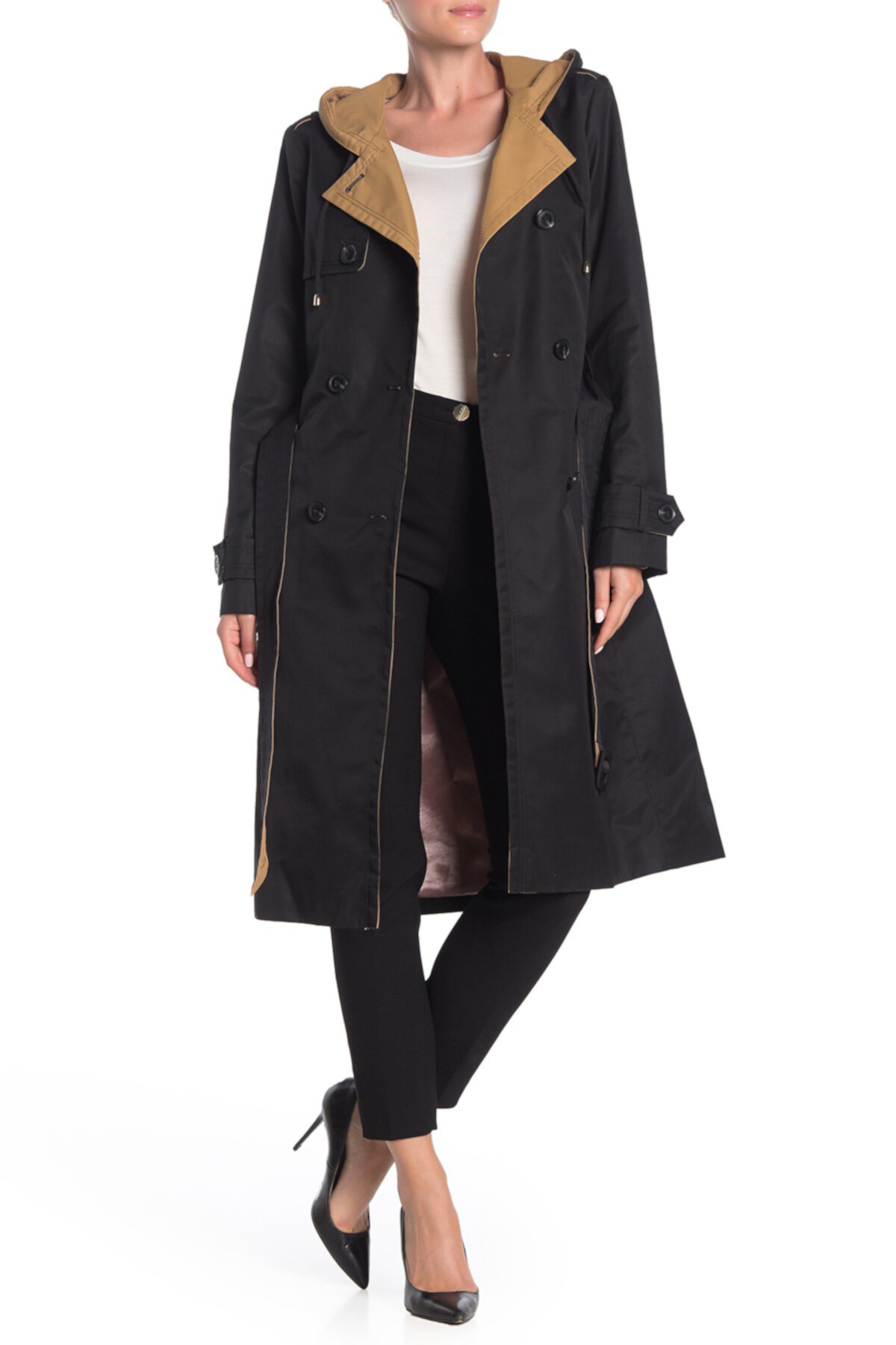 double breasted hooded trench coat Kate Spade New York