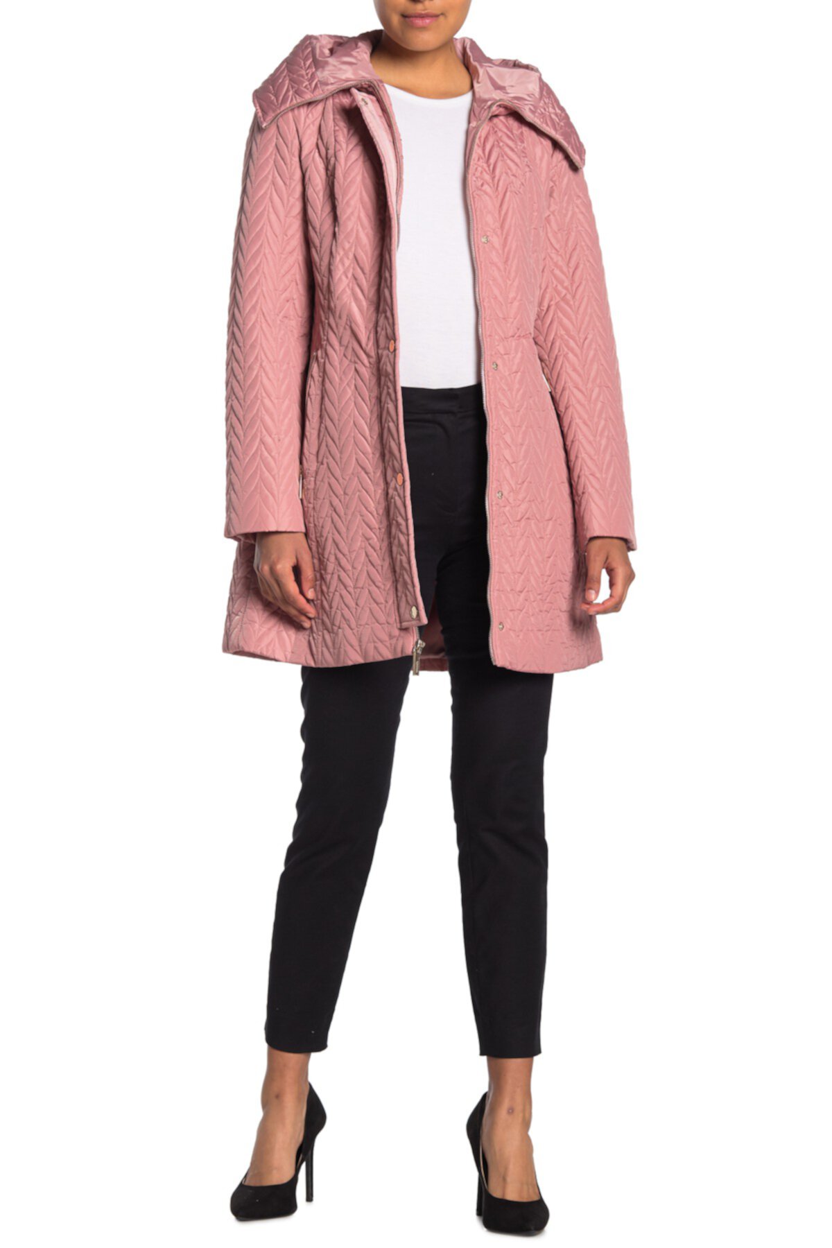 zipper front quilted coat Kate Spade New York