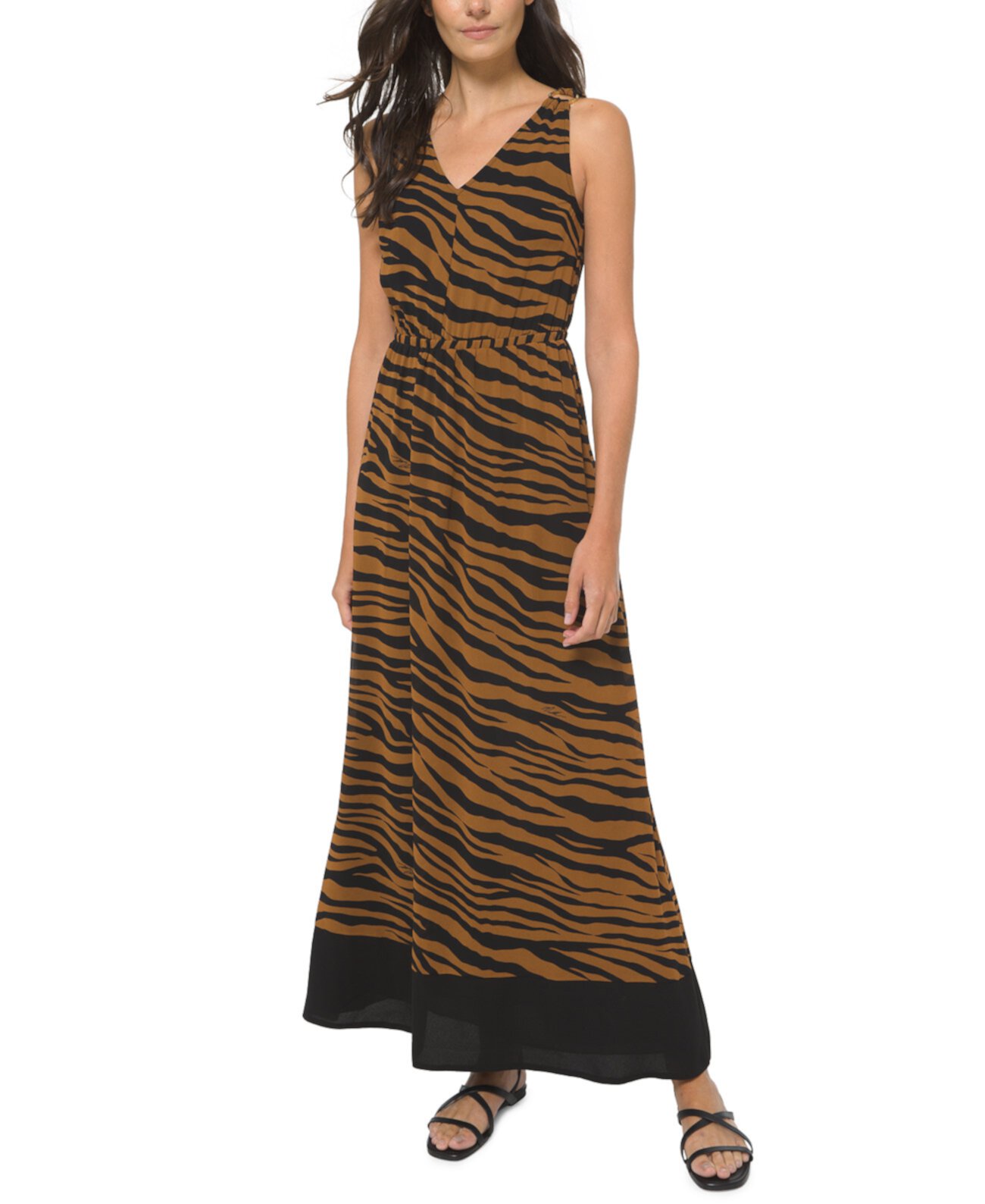 Embellished Zebra-Print Maxi Dress Michael Kors