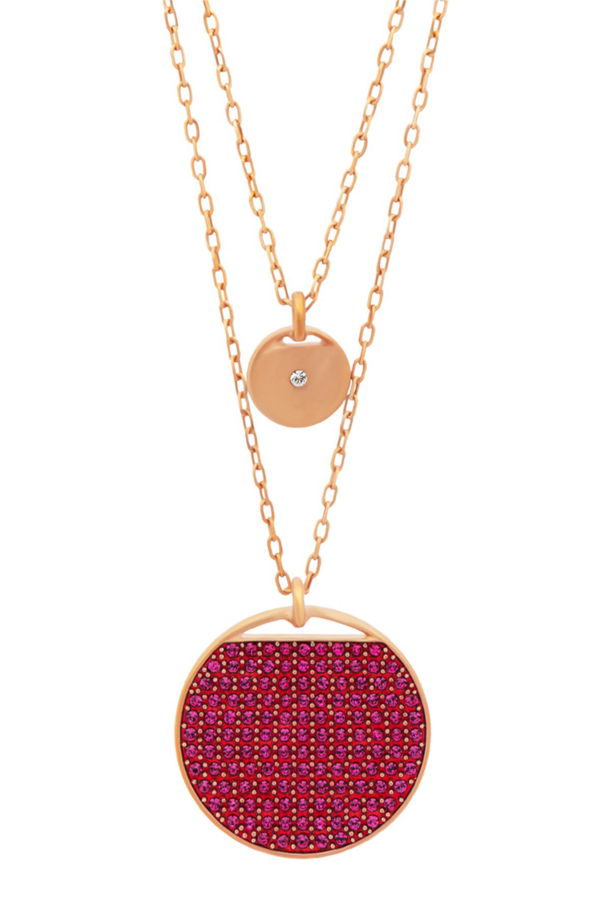 Ginger 18K Rose Gold Plated Pave Pink Swarovski Crystal Layered Pendant Necklace Swarovski