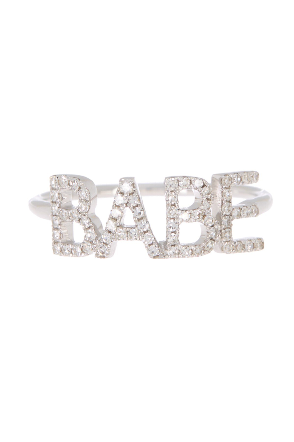 14K White Gold Pave 'BABE' Ring - Size 5 EF Collection