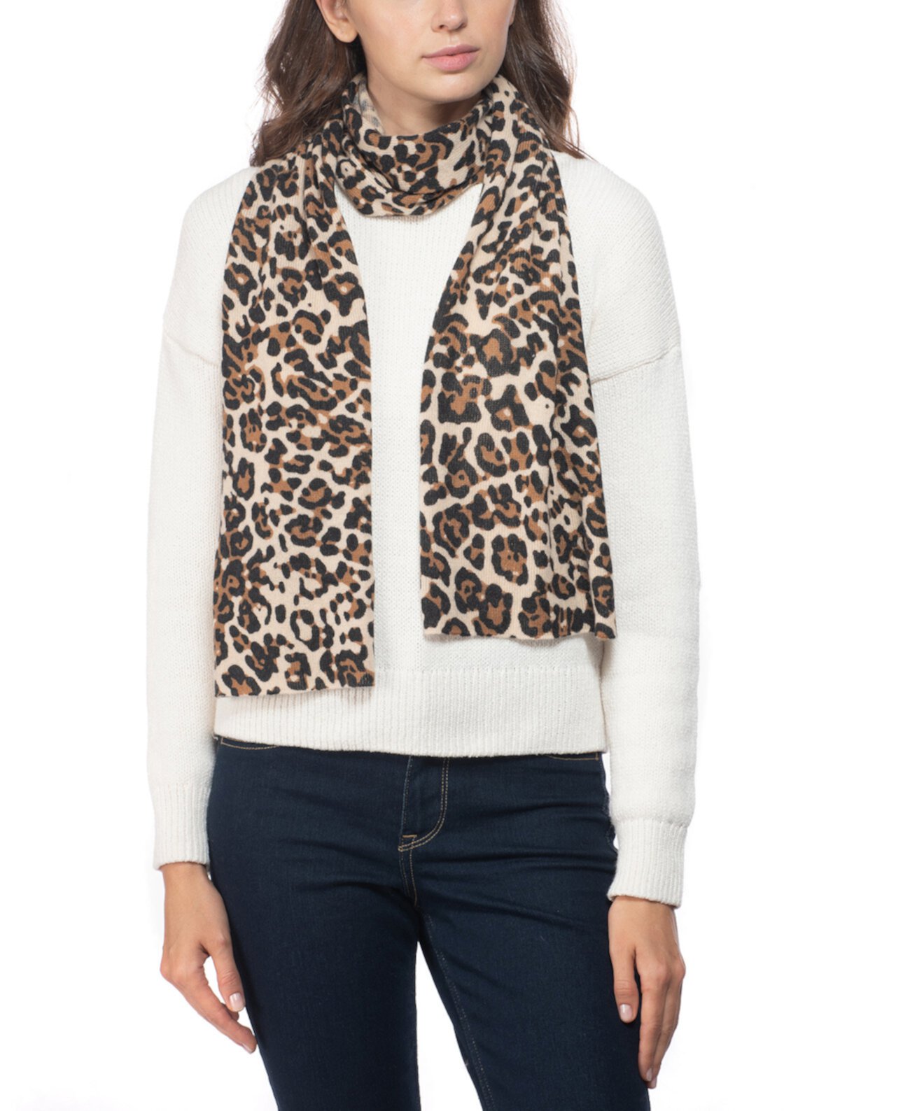 Cashmere Leopard-Print Muffler Scarf, Created for Macy's Charter Club