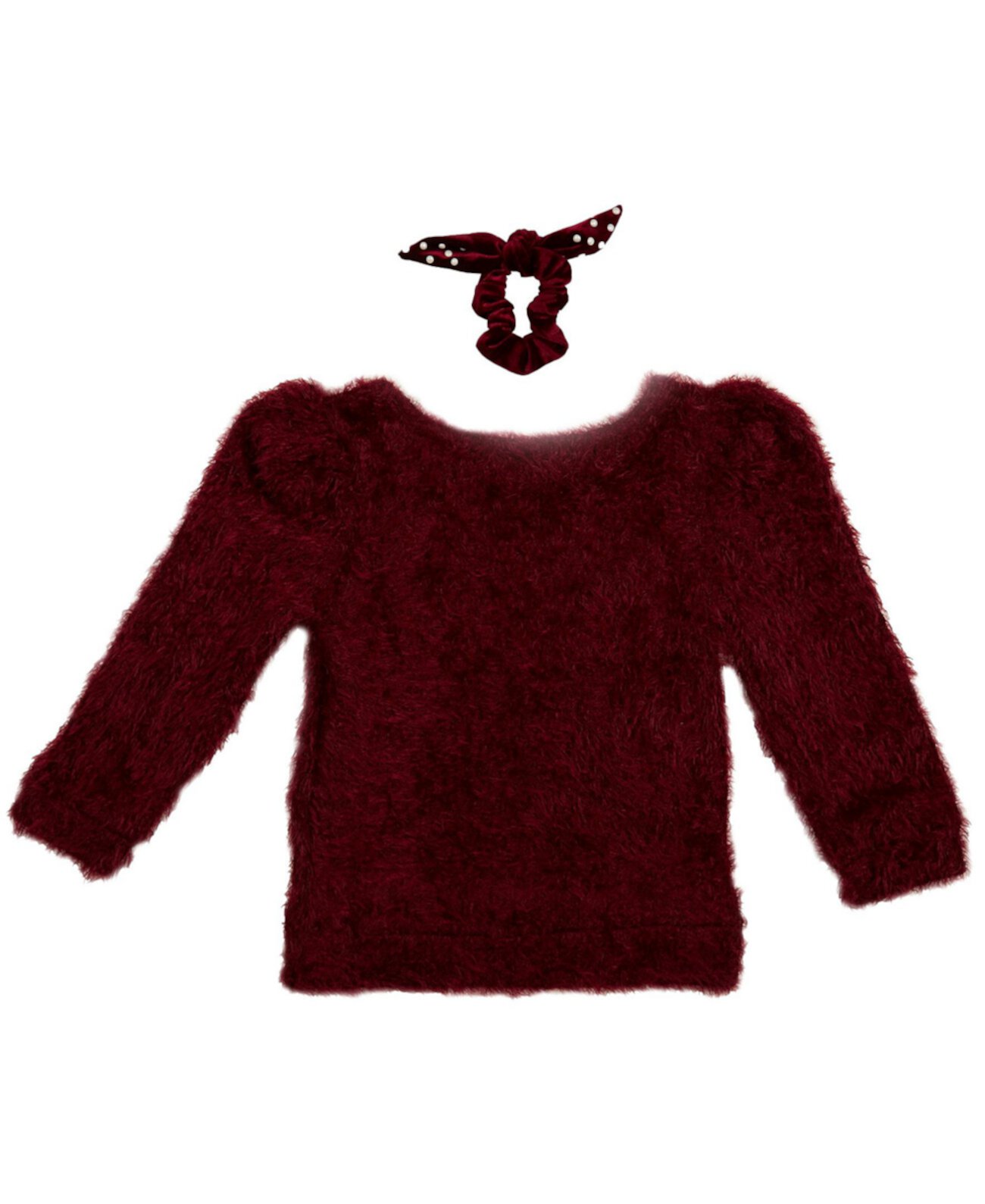 Пушистый свитер с круглым вырезом и резинка для волос Beautess для девочек Beautees