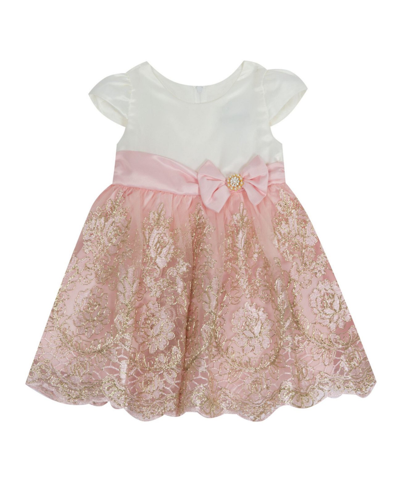 Атласный лиф с короткими рукавами и юбка с вышивкой для маленьких девочек Rare Editions
