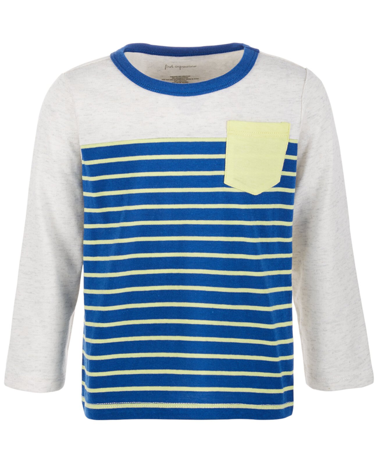 Toddler Boys Stripe Pieced Pocket Long-Sleeve T-Shirt, Created for Macy's First Impressions