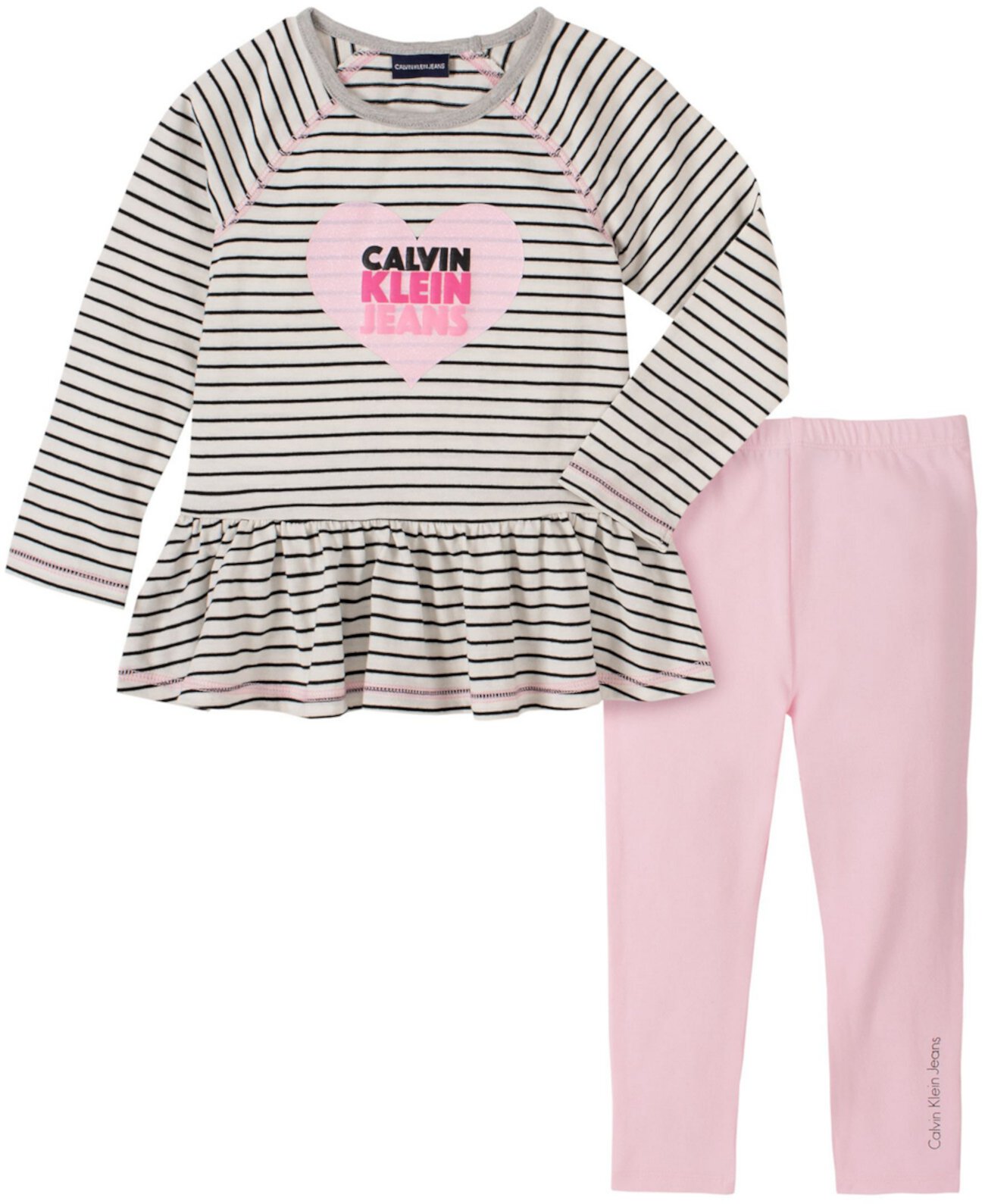 Little Girl Stripe Knit Tunic with Legging, 2 Piece Set Calvin Klein