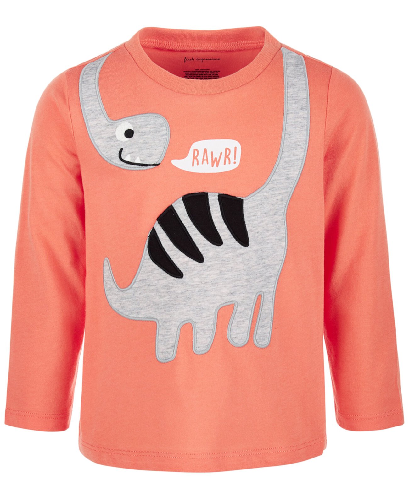 Хлопковая футболка с длинными рукавами Rawr Dino для мальчиков Toddler Boys, созданная для Macy's First Impressions