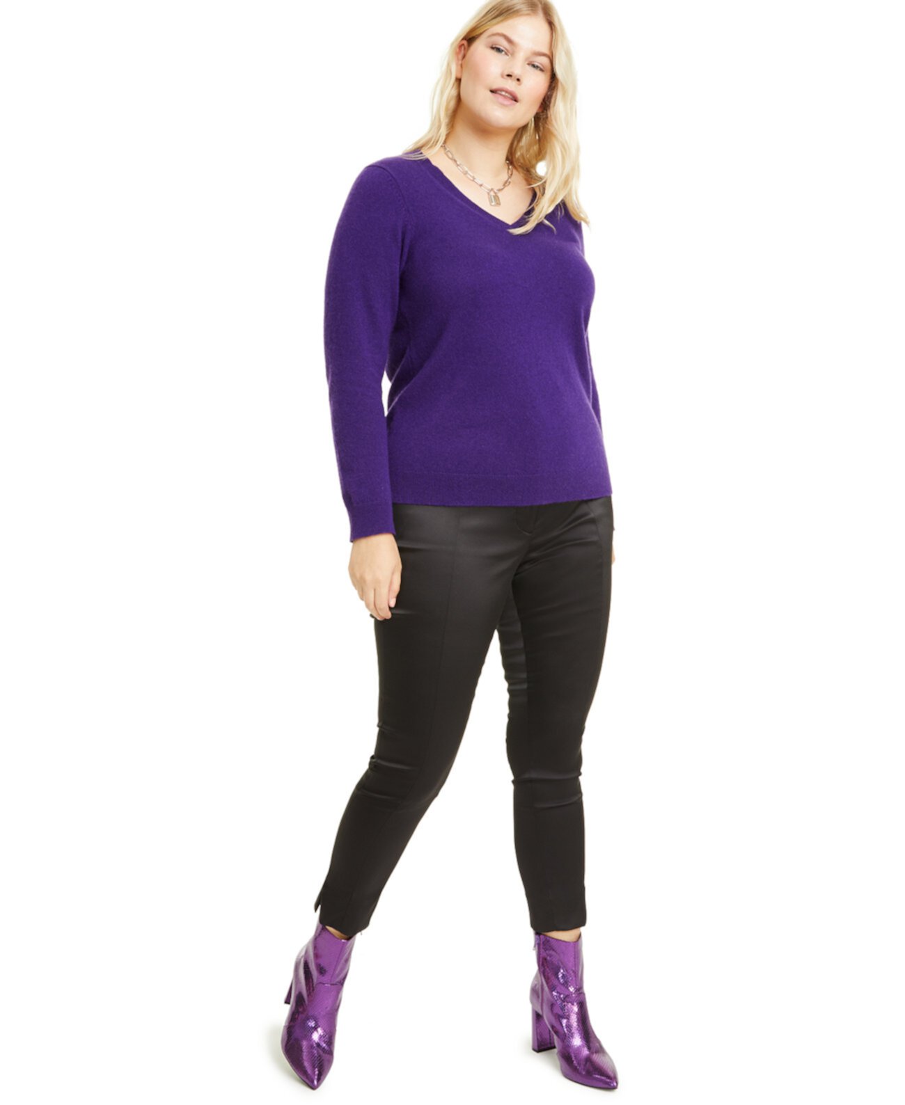 Plus Size Cashmere V-Neck Sweater, Created for Macy's Charter Club