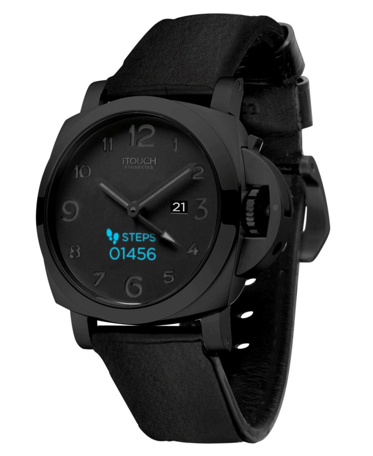 Фитнес-трекер Connected Men's Hybrid Smartwatch: черный чехол с черным силиконовым ремешком 44 мм ITouch