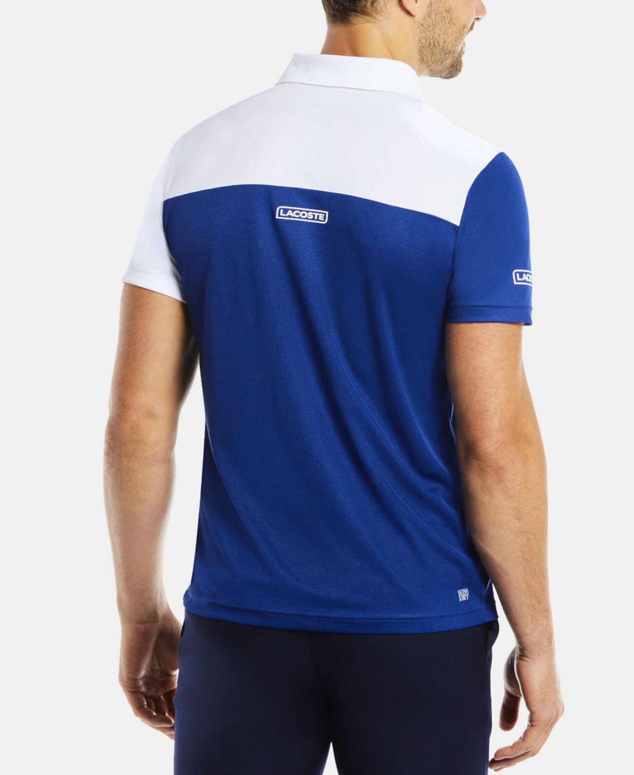 Men's SPORT Short Sleeve Asymmetrical Colorblocked Ultra Dry Polo Shirt Lacoste