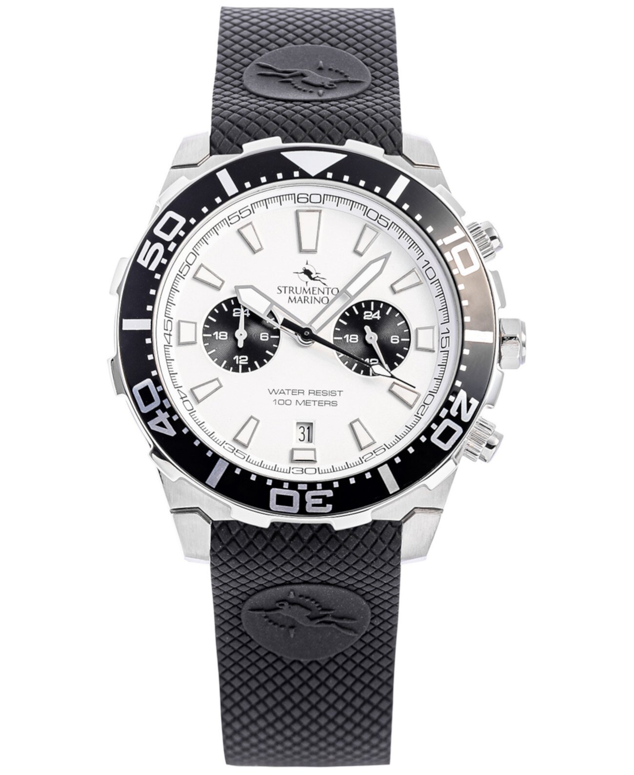 Мужские часы Skipper Dual Time Zone с черным силиконовым ремешком 44 мм, созданы для Macy's Strumento Marino